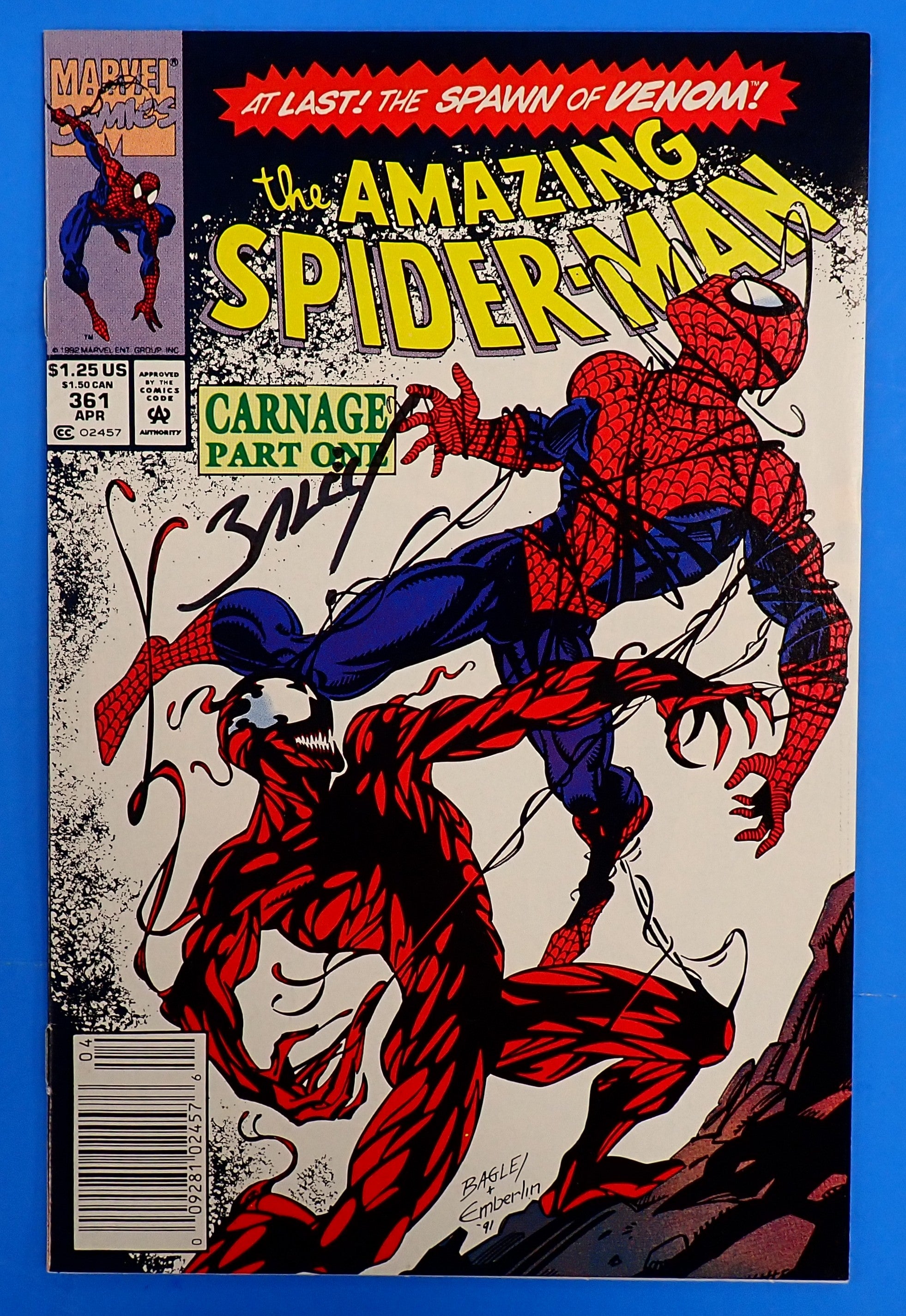 Amazing Spider-Man #361 (1992) - VF/NM- (9.0) - SIGNED Bagley