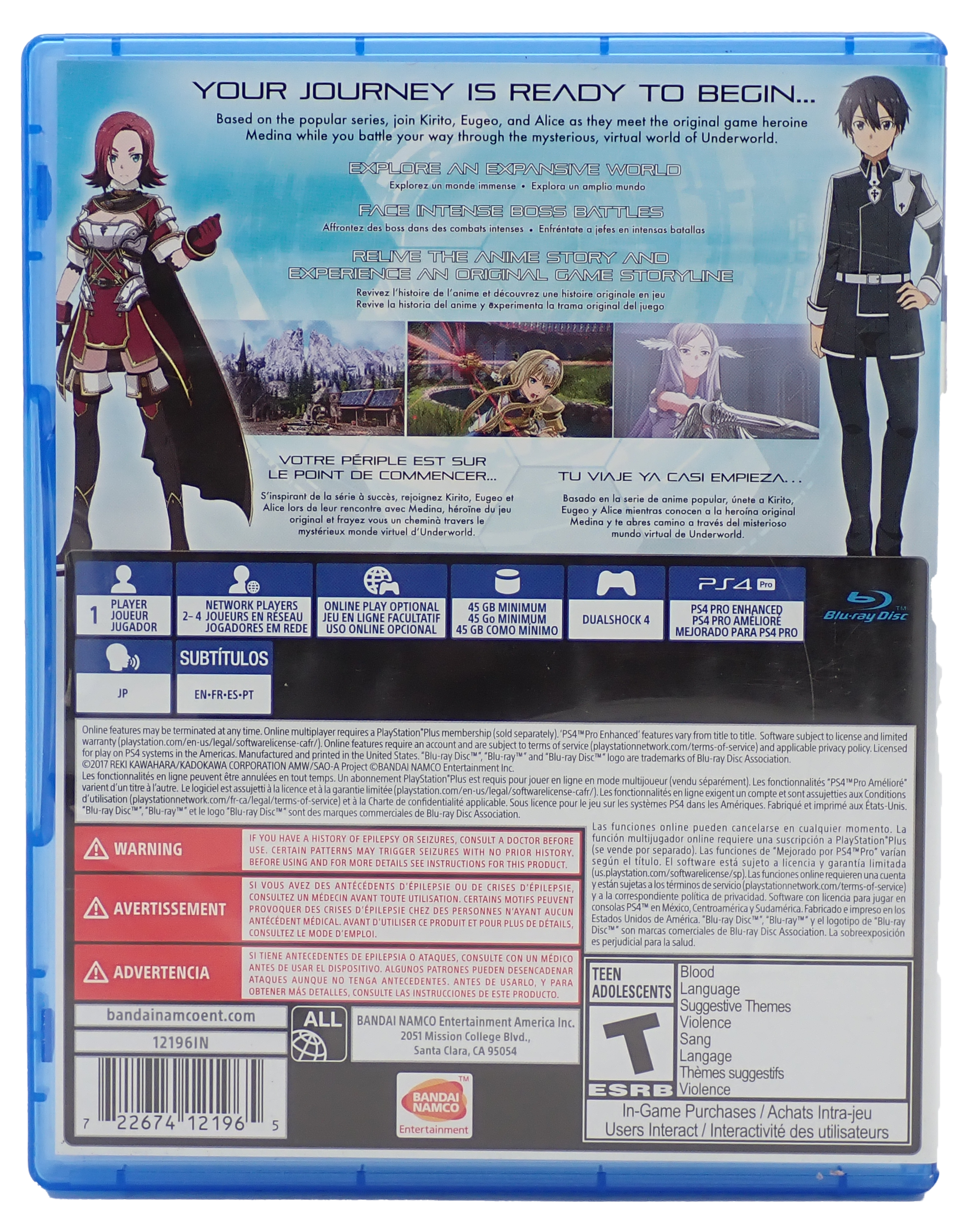 Sword Art Online Alicization Lycoris - PS4