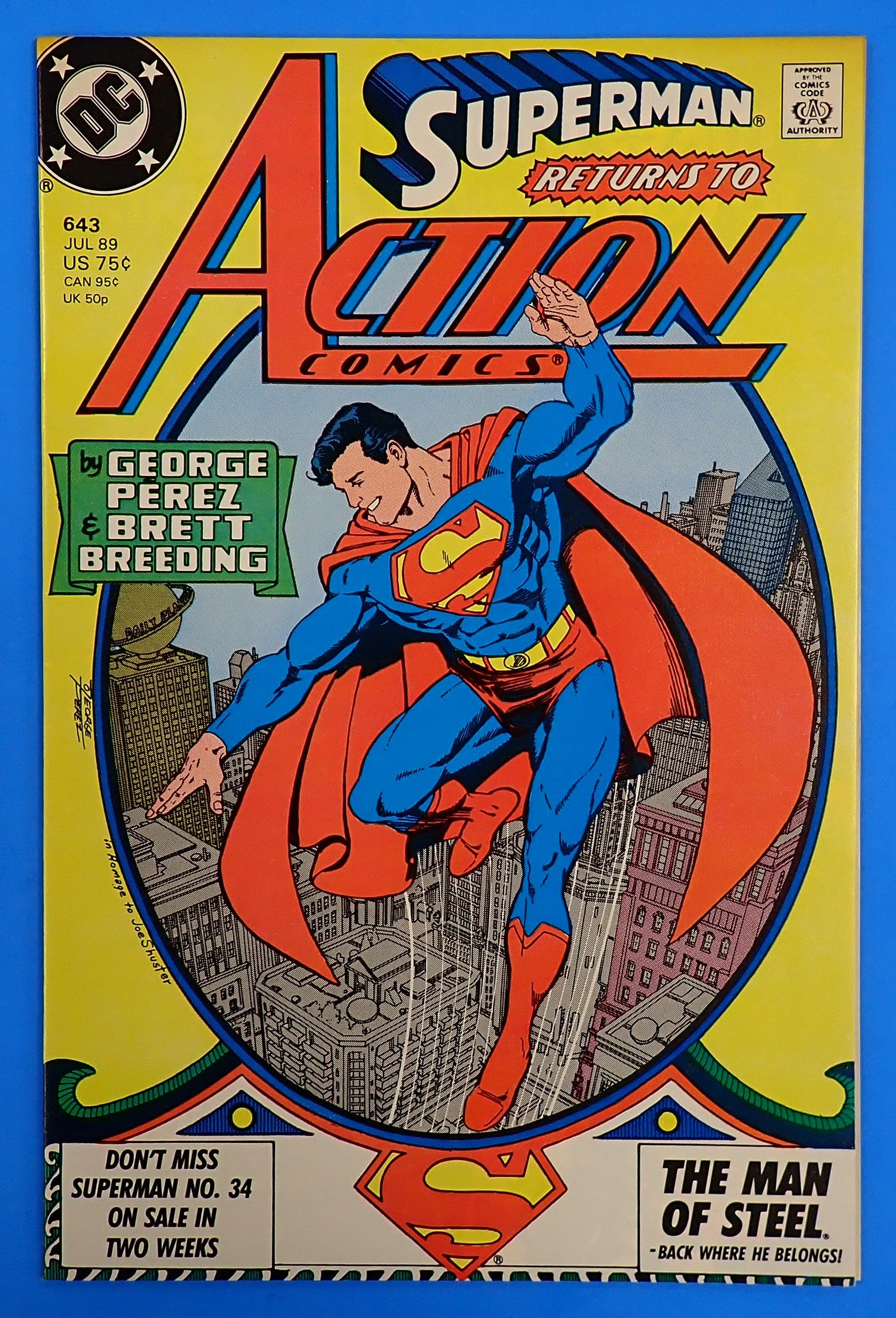 Action Comics #643 (1989) - VF (8.0) - SIGNED George Perez