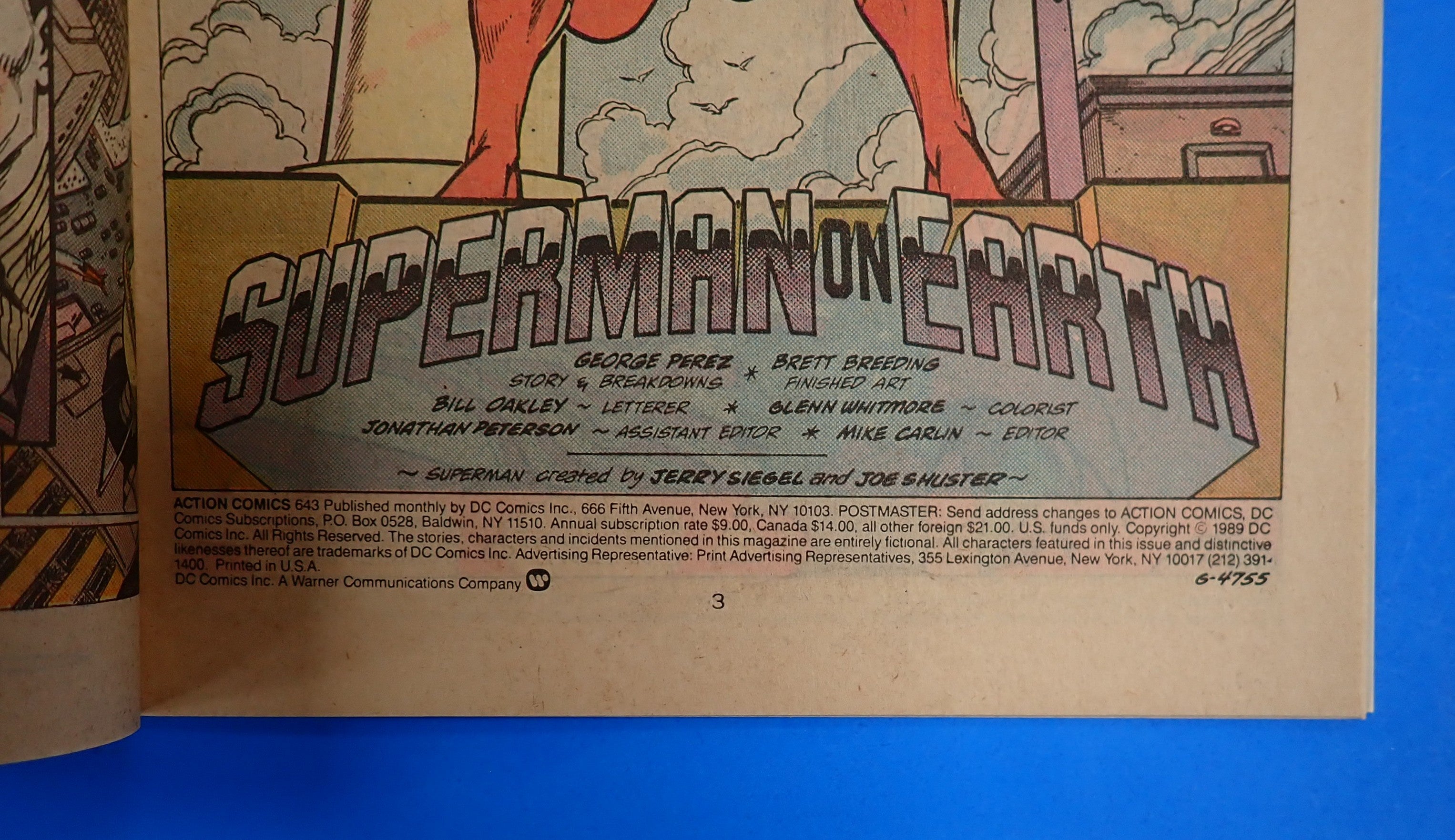 Action Comics #643 (1989) - VF (8.0) - SIGNED George Perez
