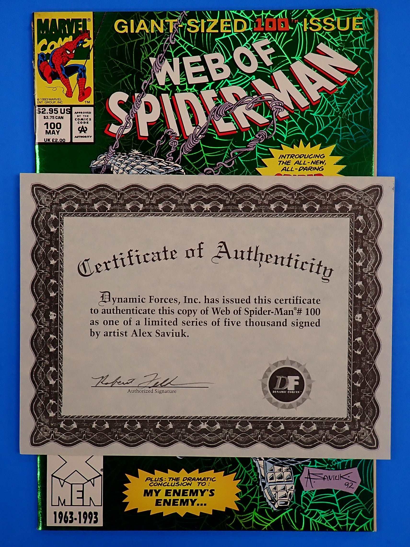 Web of Spider-Man #100 (1993) - FN/VF (7.0-7.5) - SIGNED Alex Saviuk