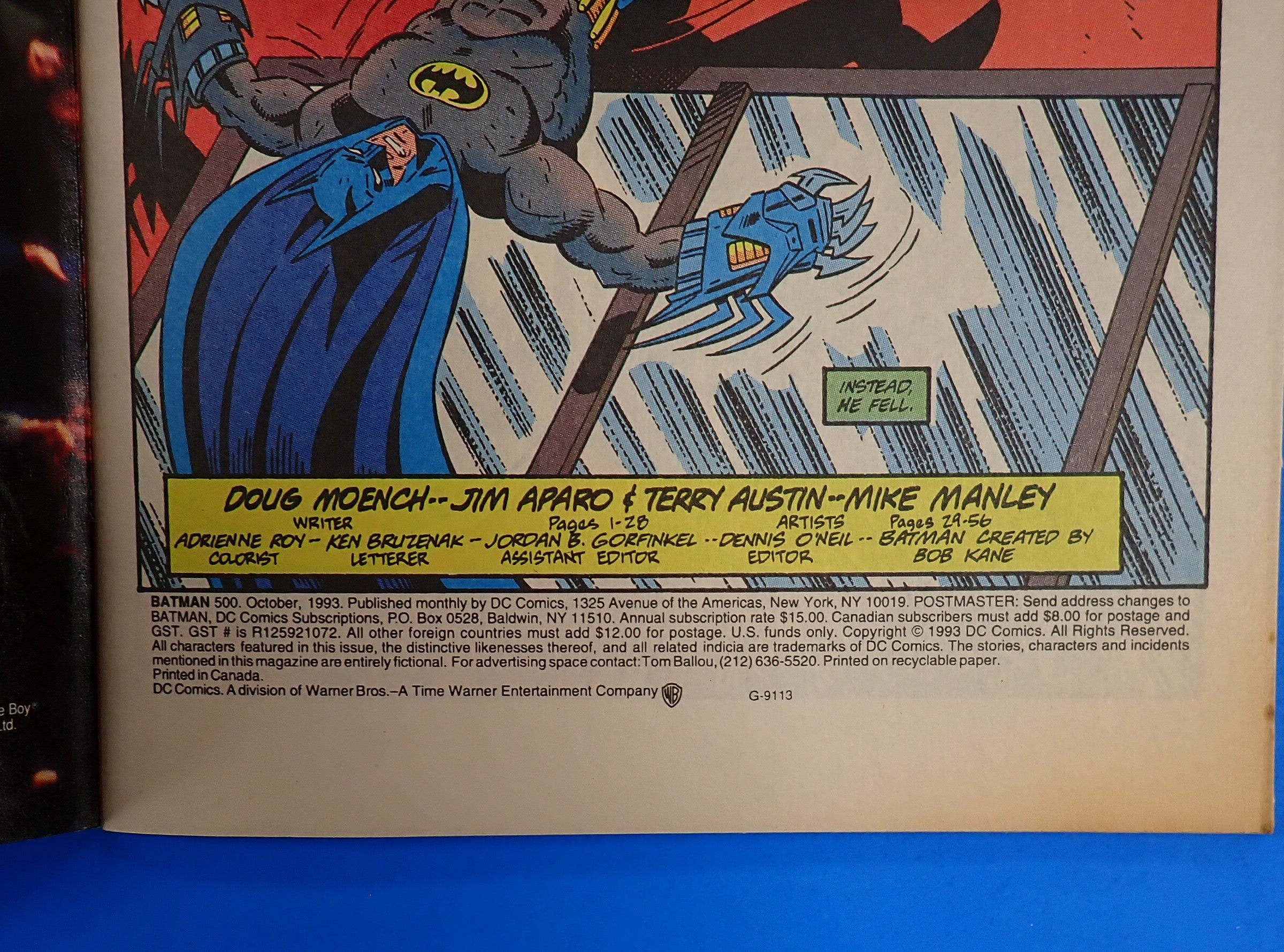 Batman #500 (1993) - FN/VF- (7.0-7.5) - SIGNED Bob Kane