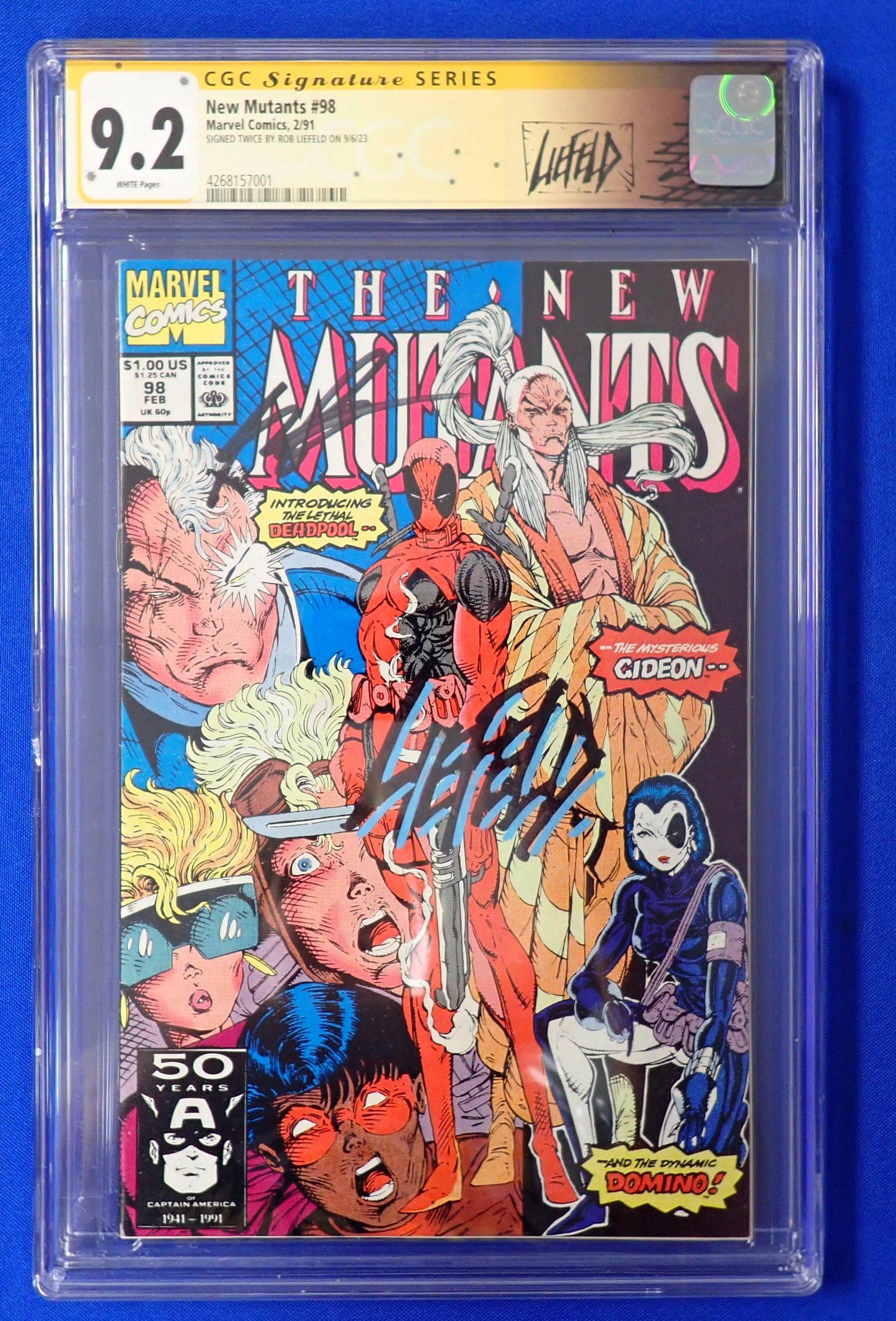 New Mutants #98 (1991) - CGC 9.2 - 2x Signed by Rob Liefeld Chisel Signature