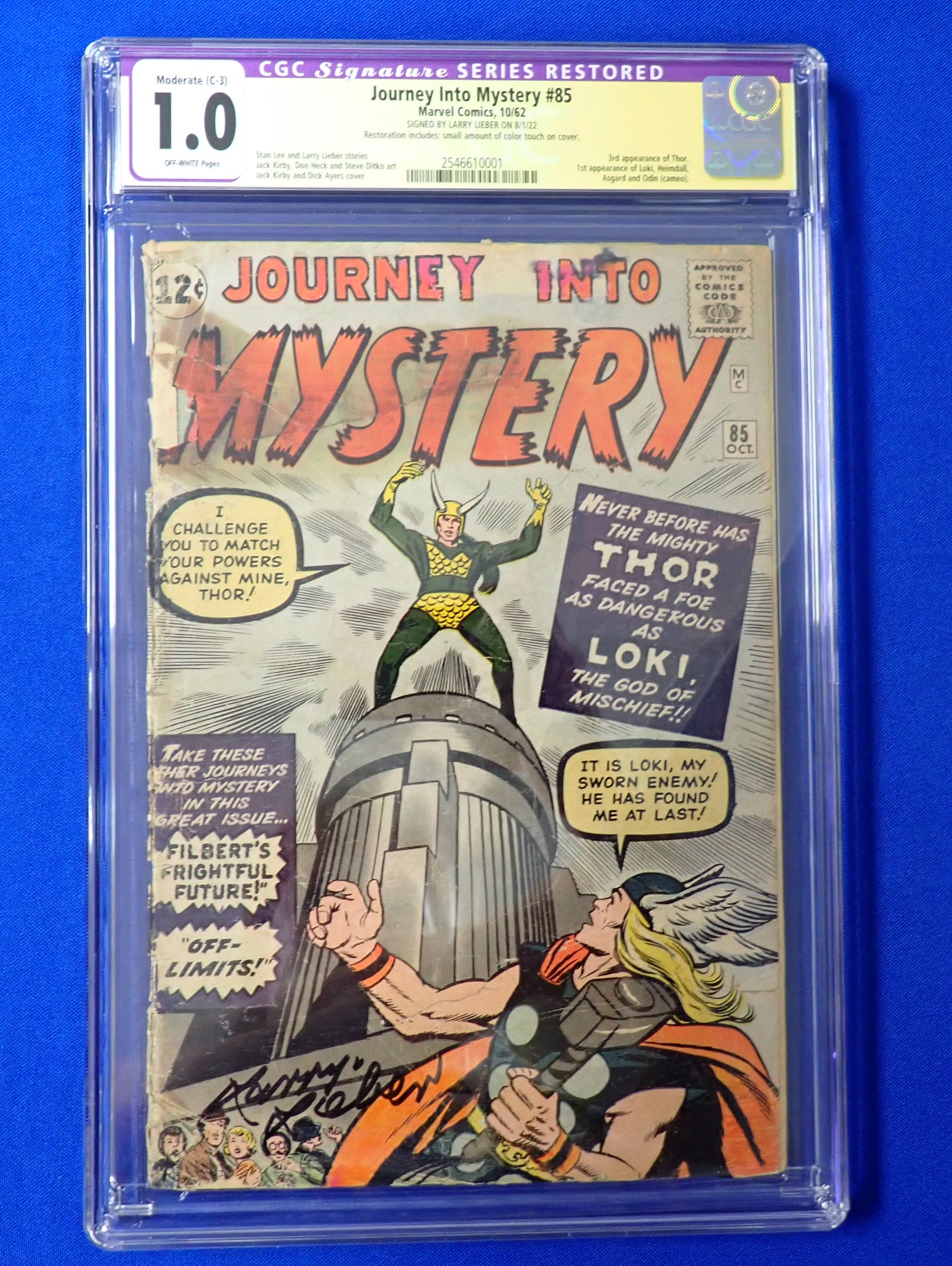 Journey Into Mystery #85 (1962) - CGC 1.0 Signature Series Signed by Larry Lieber