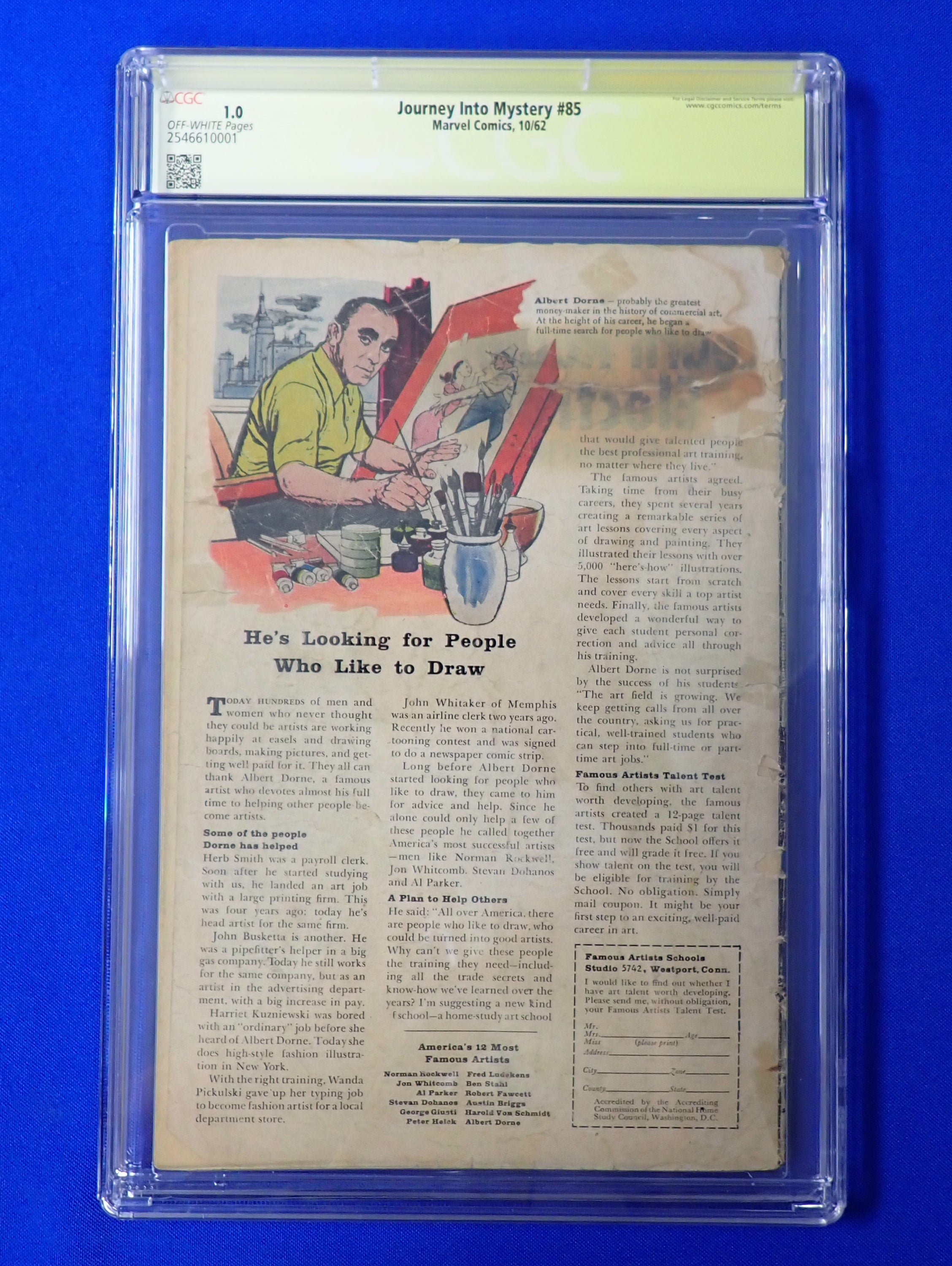 Journey Into Mystery #85 (1962) - CGC 1.0 Signature Series Signed by Larry Lieber