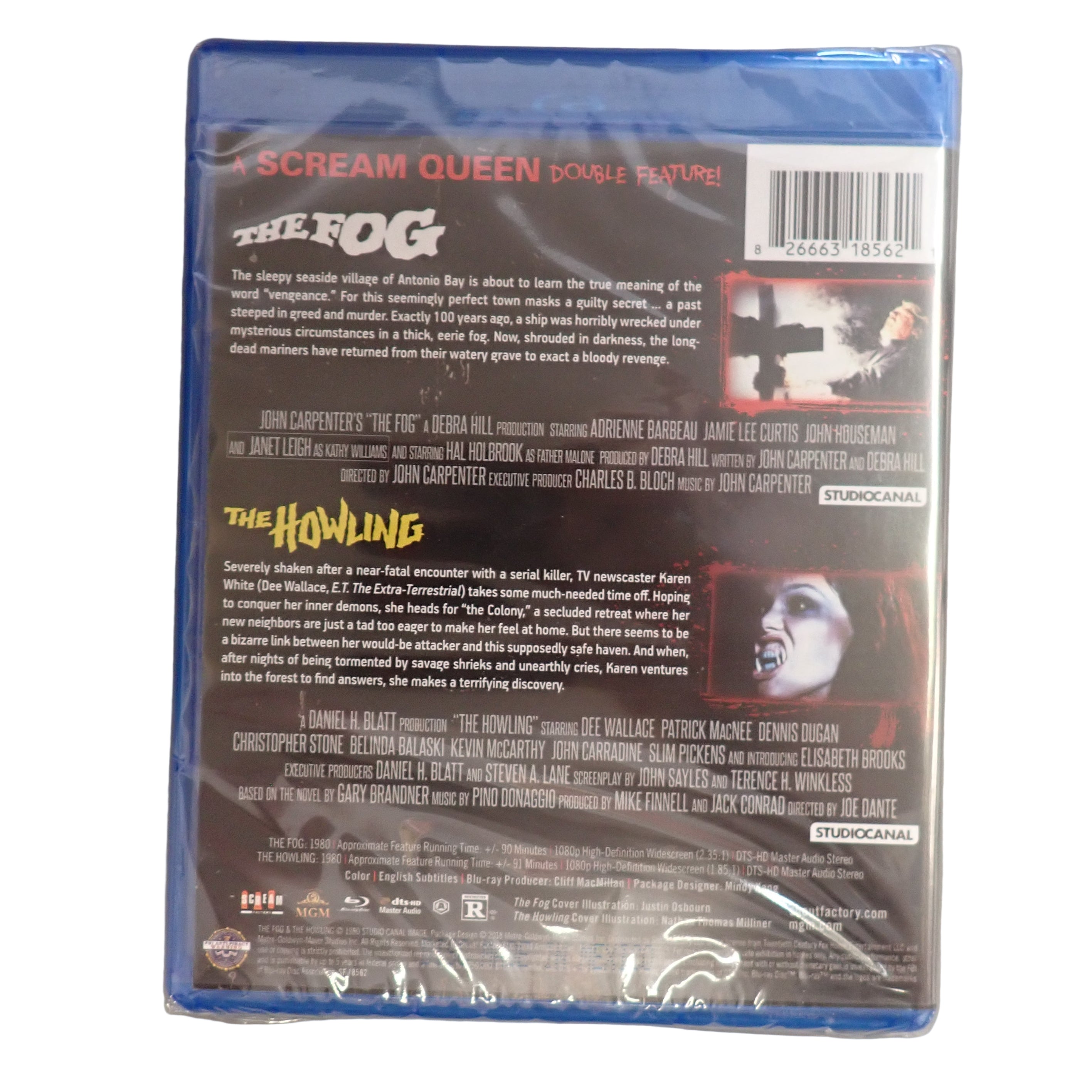 Scream Queen Double Feature: The Fog/The Howling (Blu-ray) New Sealed (Pre-owned)