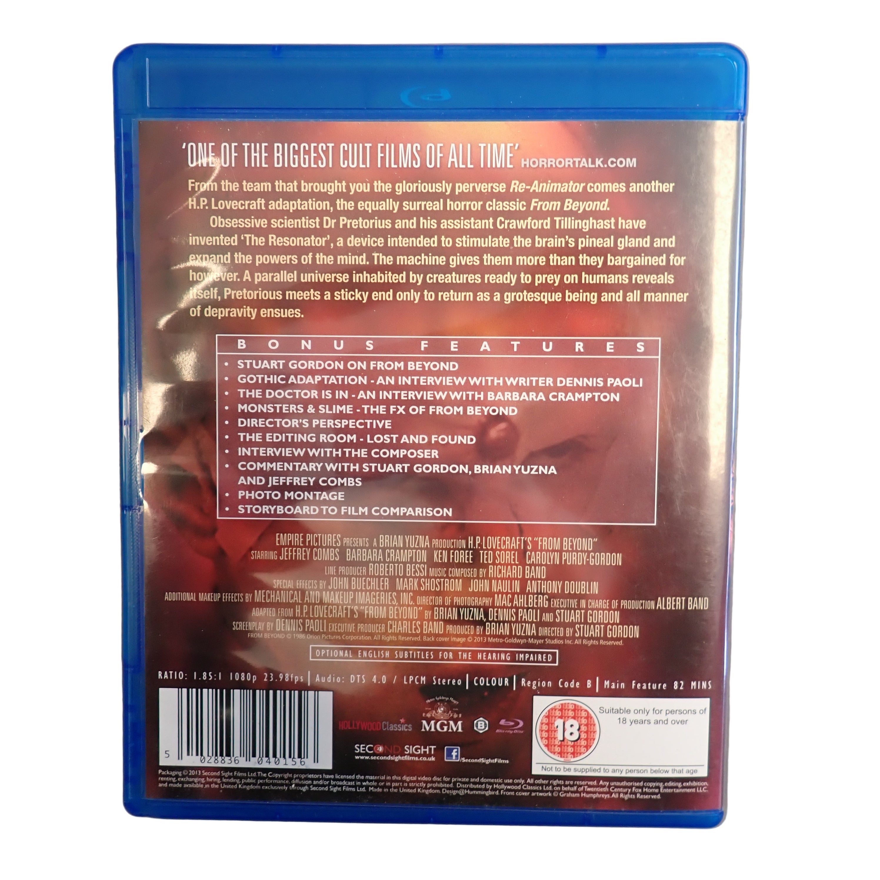 HP Lovecraft’s From Beyond - 1986 (Blu-ray, DVD, 2013, Euro Version) (Pre-owned)