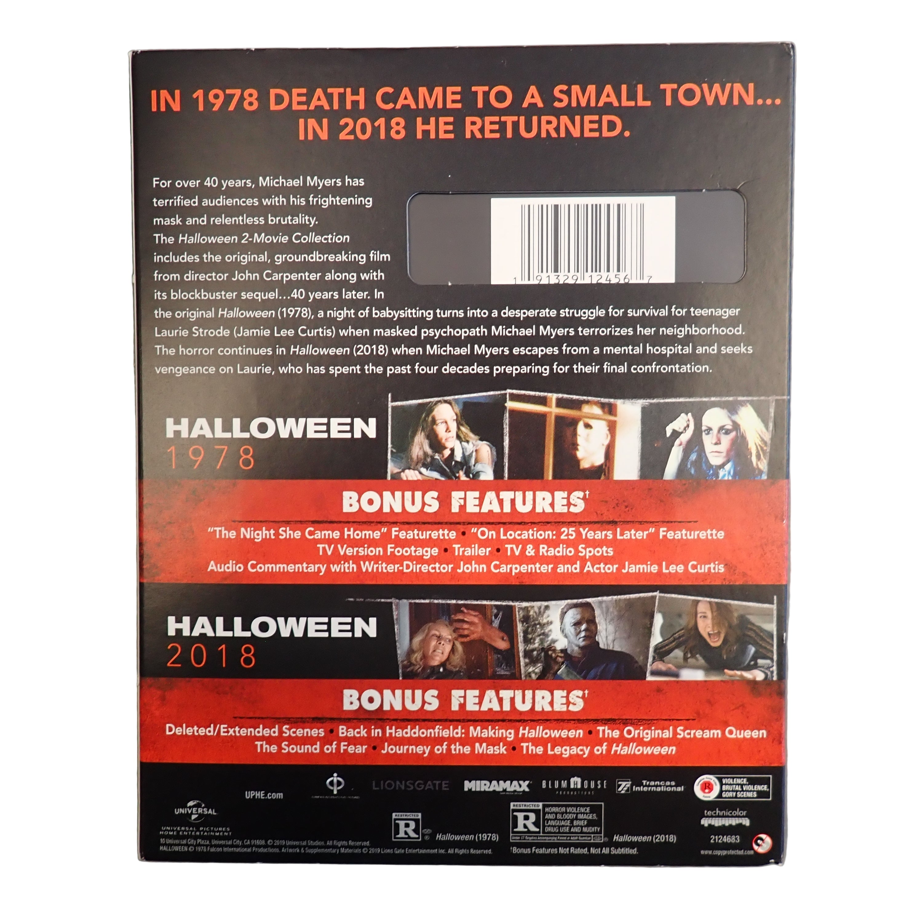 Halloween 2-Movie Collection 1978 & 2018 Bluray Michael Myers w/ slipcover (Pre-owned)