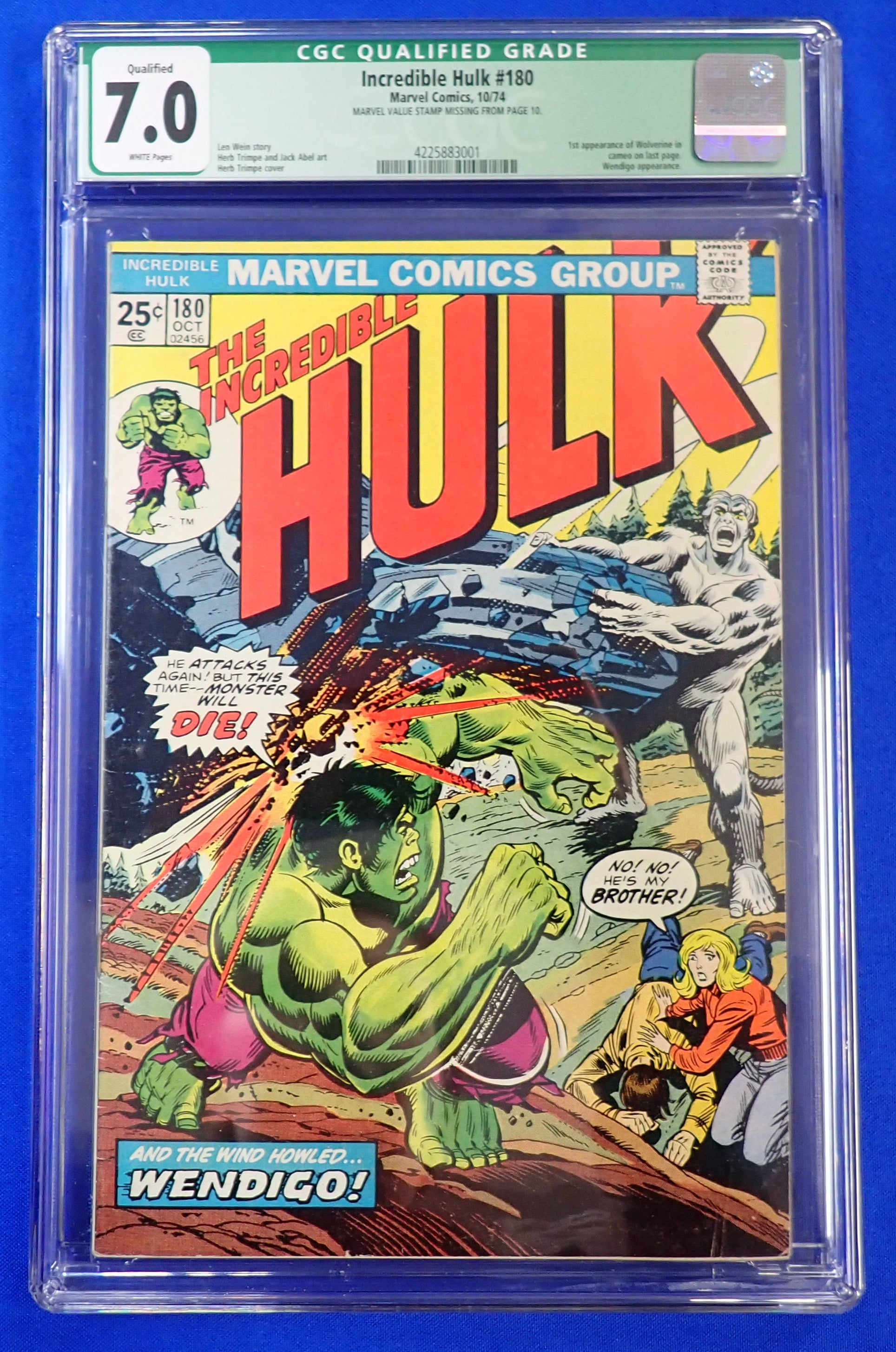 Hulk #180 (1974) - CGC 7.0 - Missing MVS