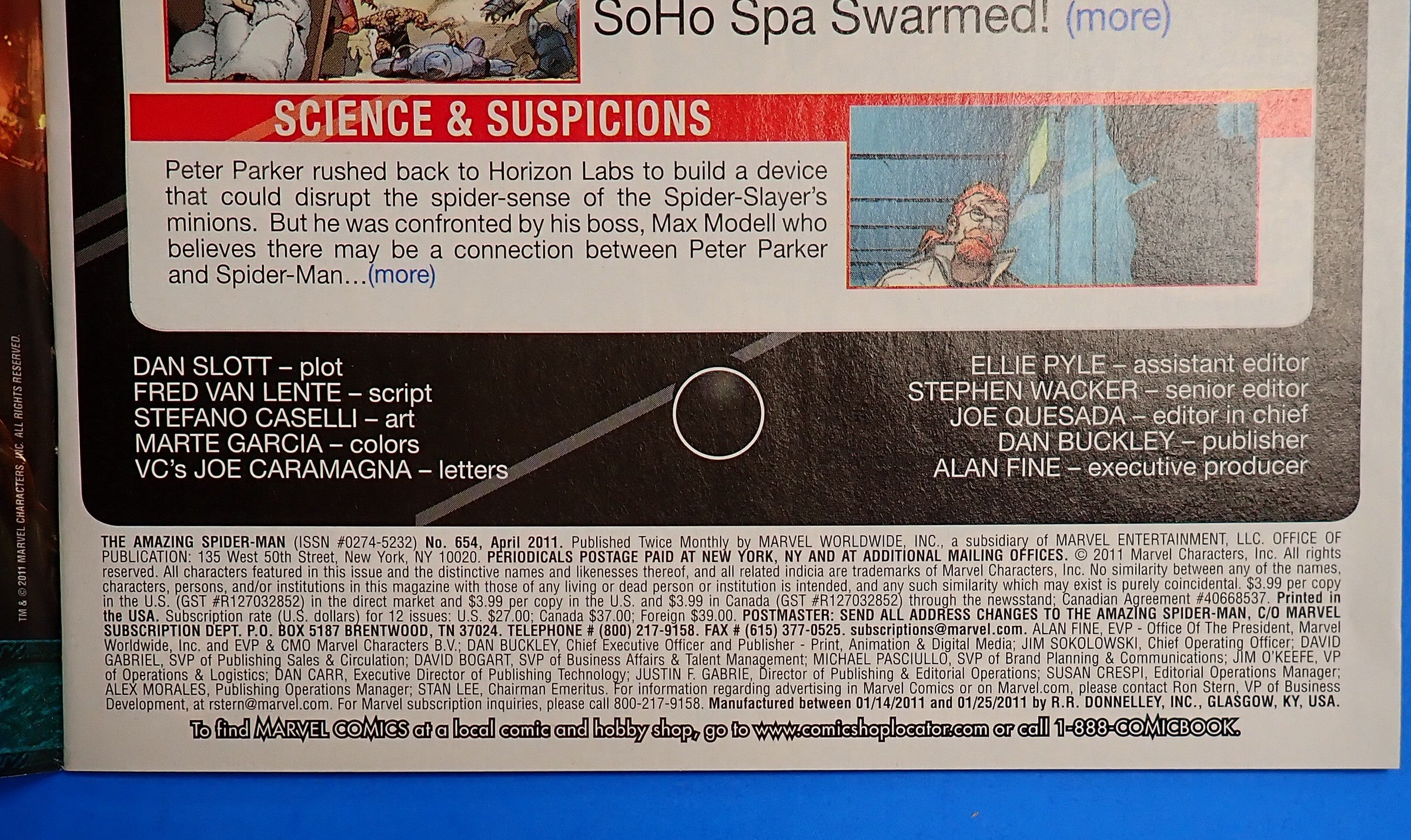 Amazing Spider-Man #654 (2011) - VF/VF+ (8.0-8.5) - Origin Agent Venom