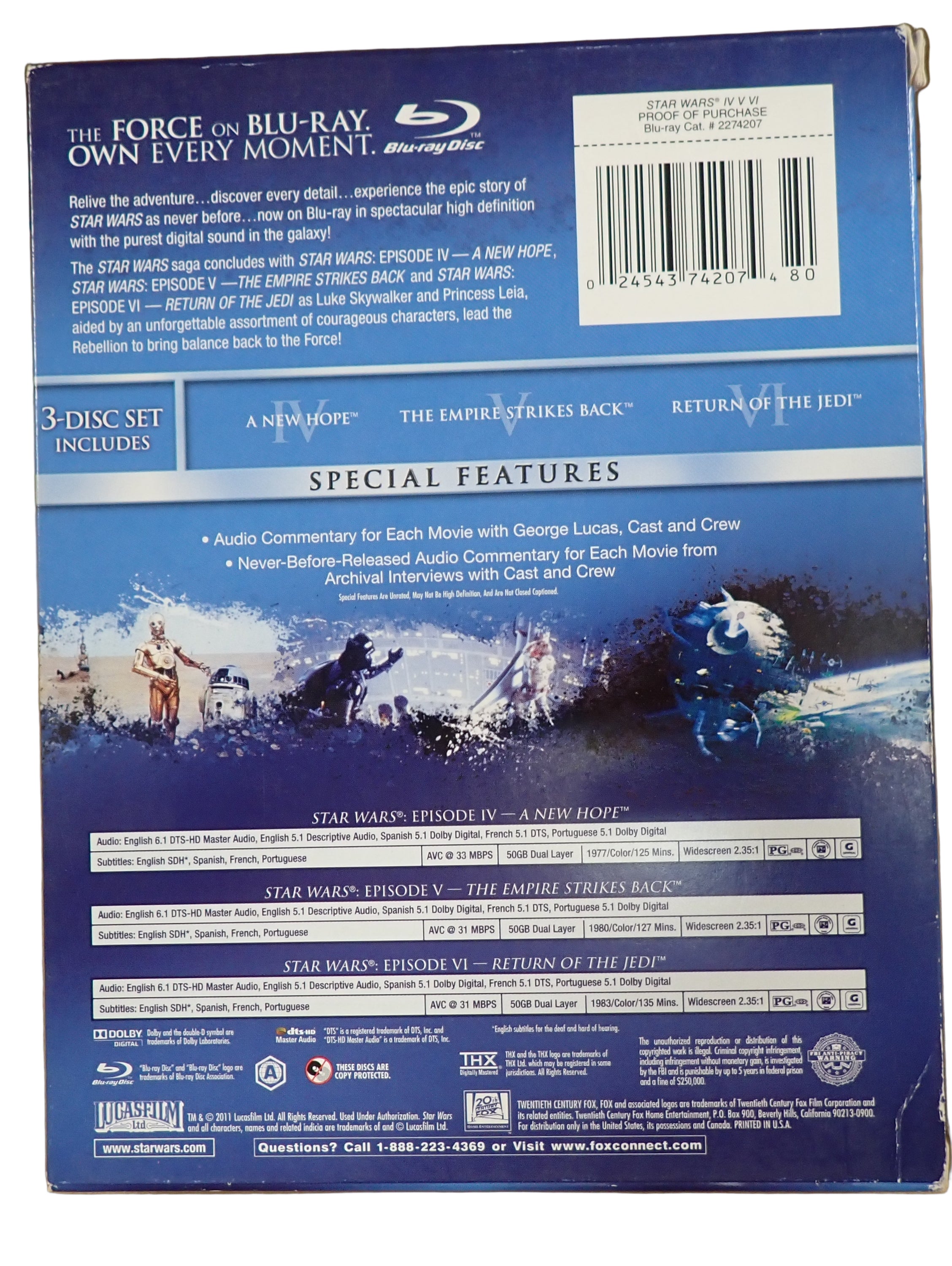 Star Wars: IV, V, & VI [Original Trilogy] (Blu-Ray)