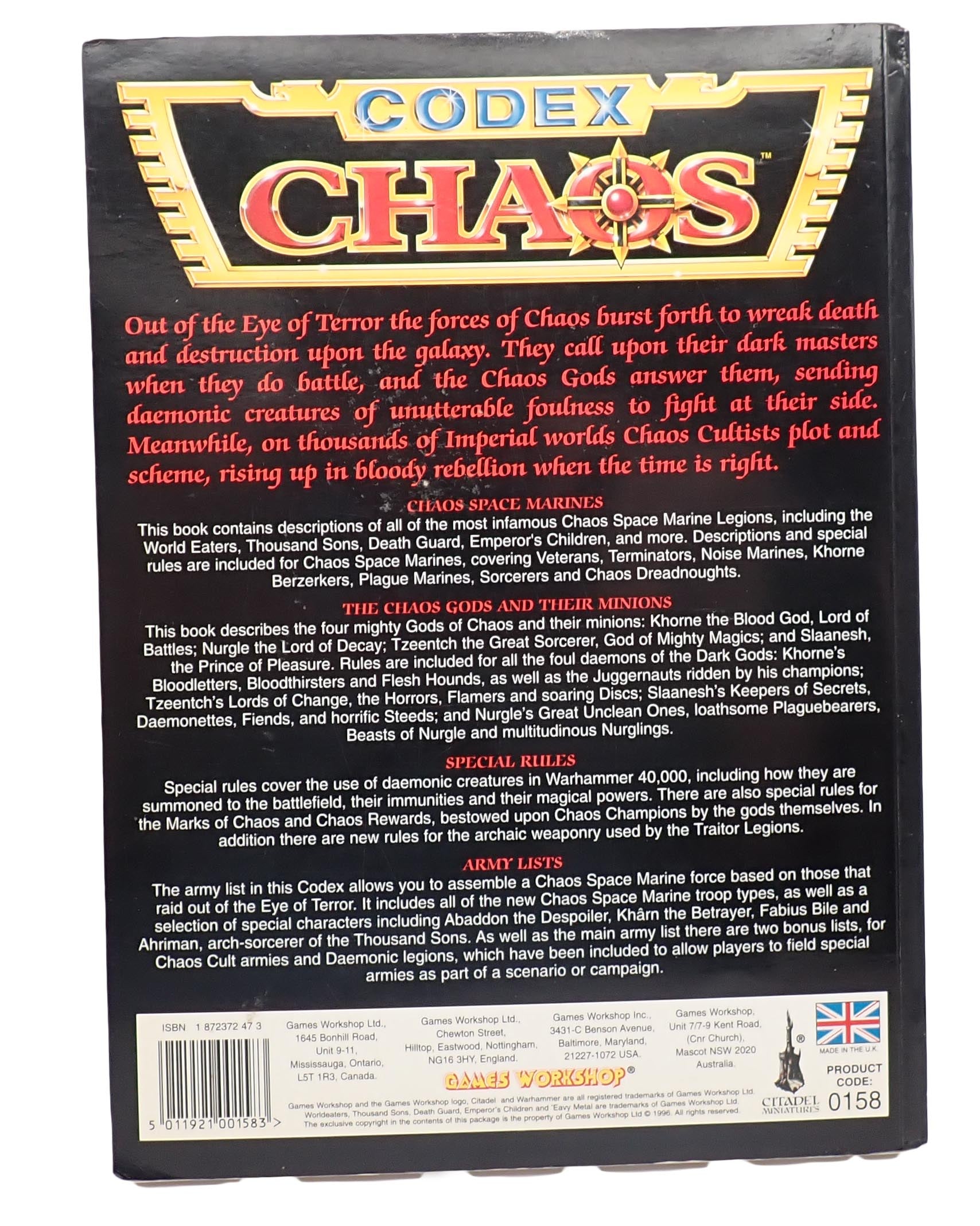 Warhammer 40,000: Chaos 2nd Edition Codex Supplement Book