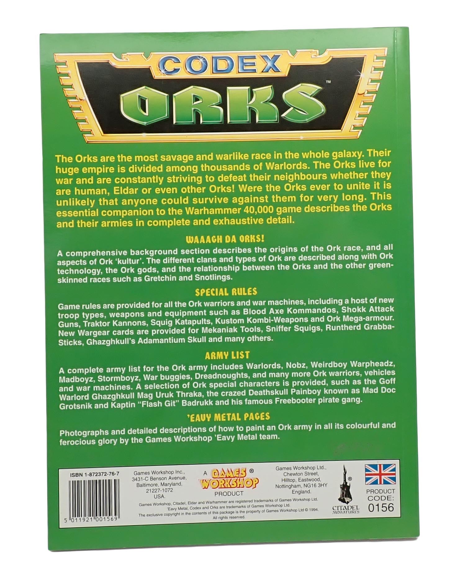Warhammer 40,000: Orks Codex Supplement 2nd Edition (1994)