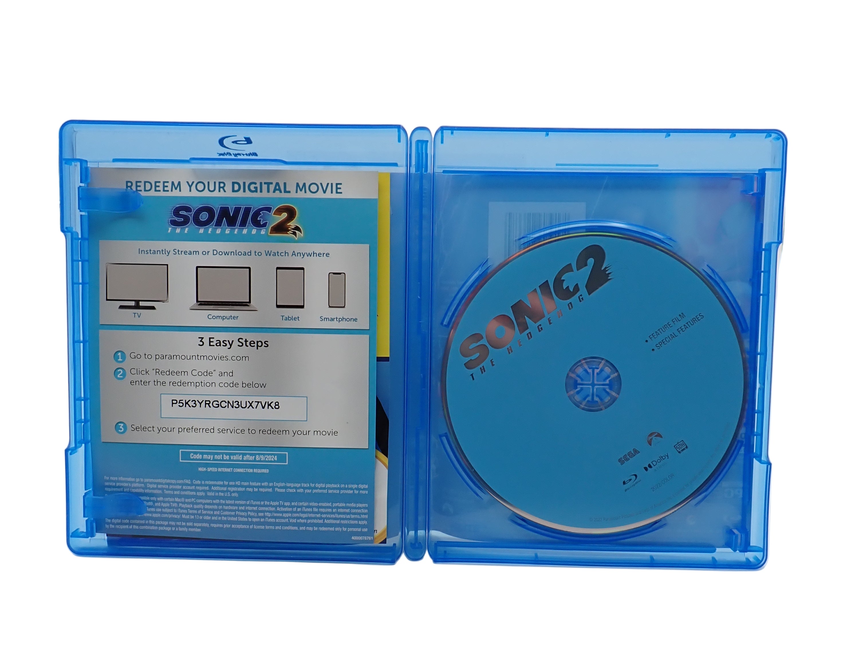 Sonic The Hedgehog 2 Movie (Blu-Ray) [Pre-Owned]