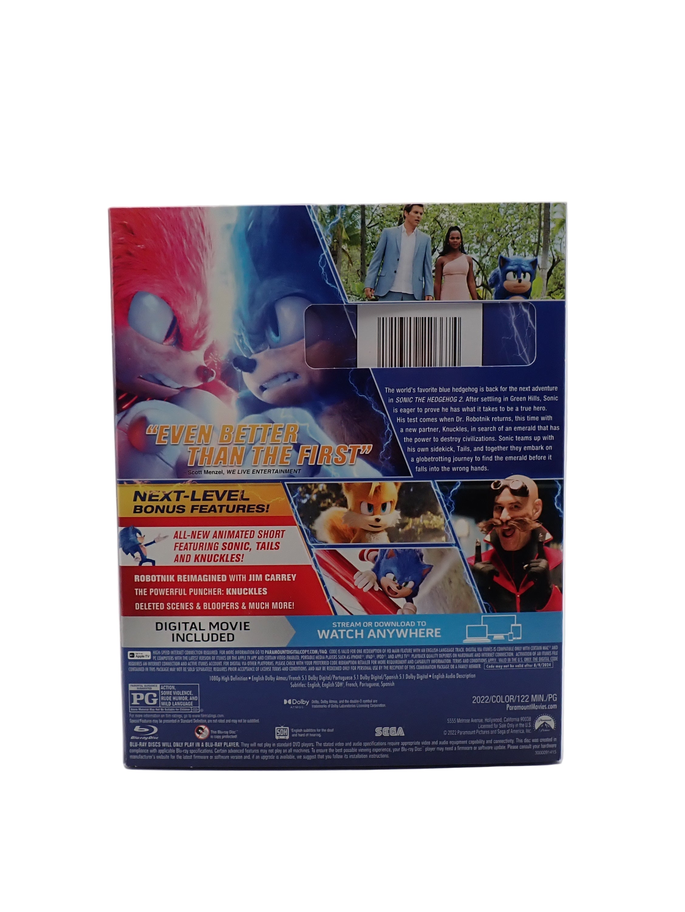 Sonic The Hedgehog 2 Movie (Blu-Ray) [Pre-Owned]