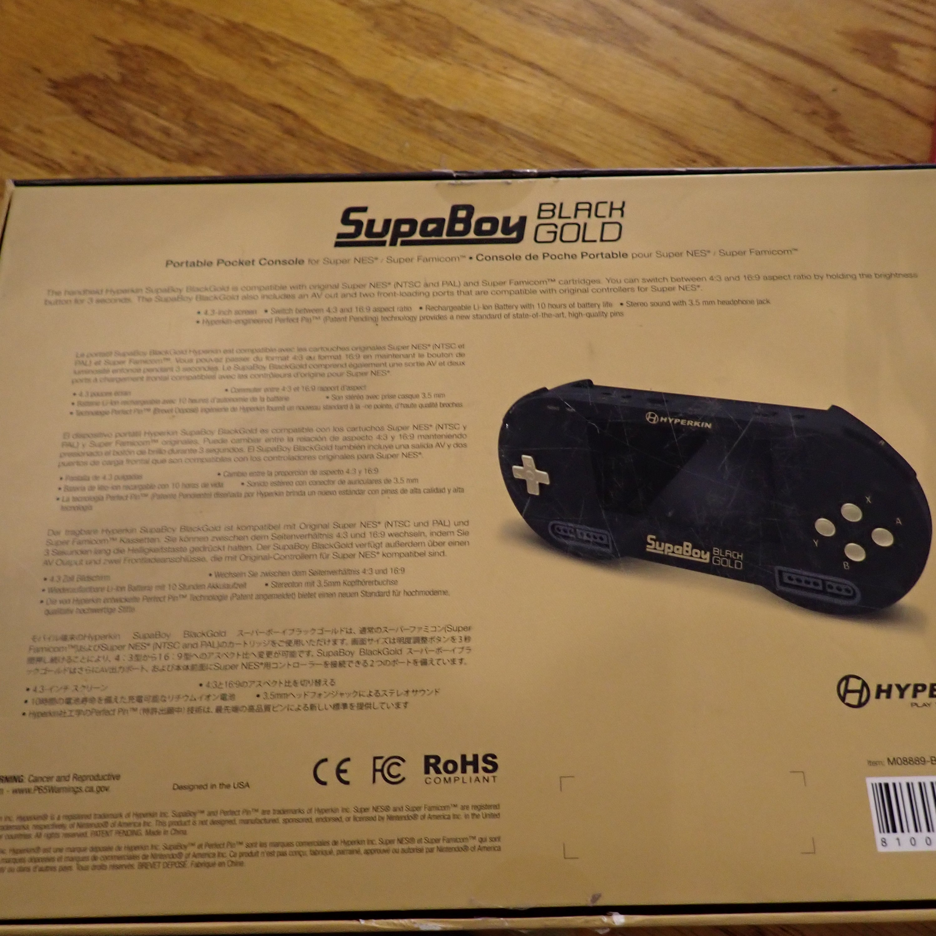 SupaBoy Portable Pocket Console - Black/Gold