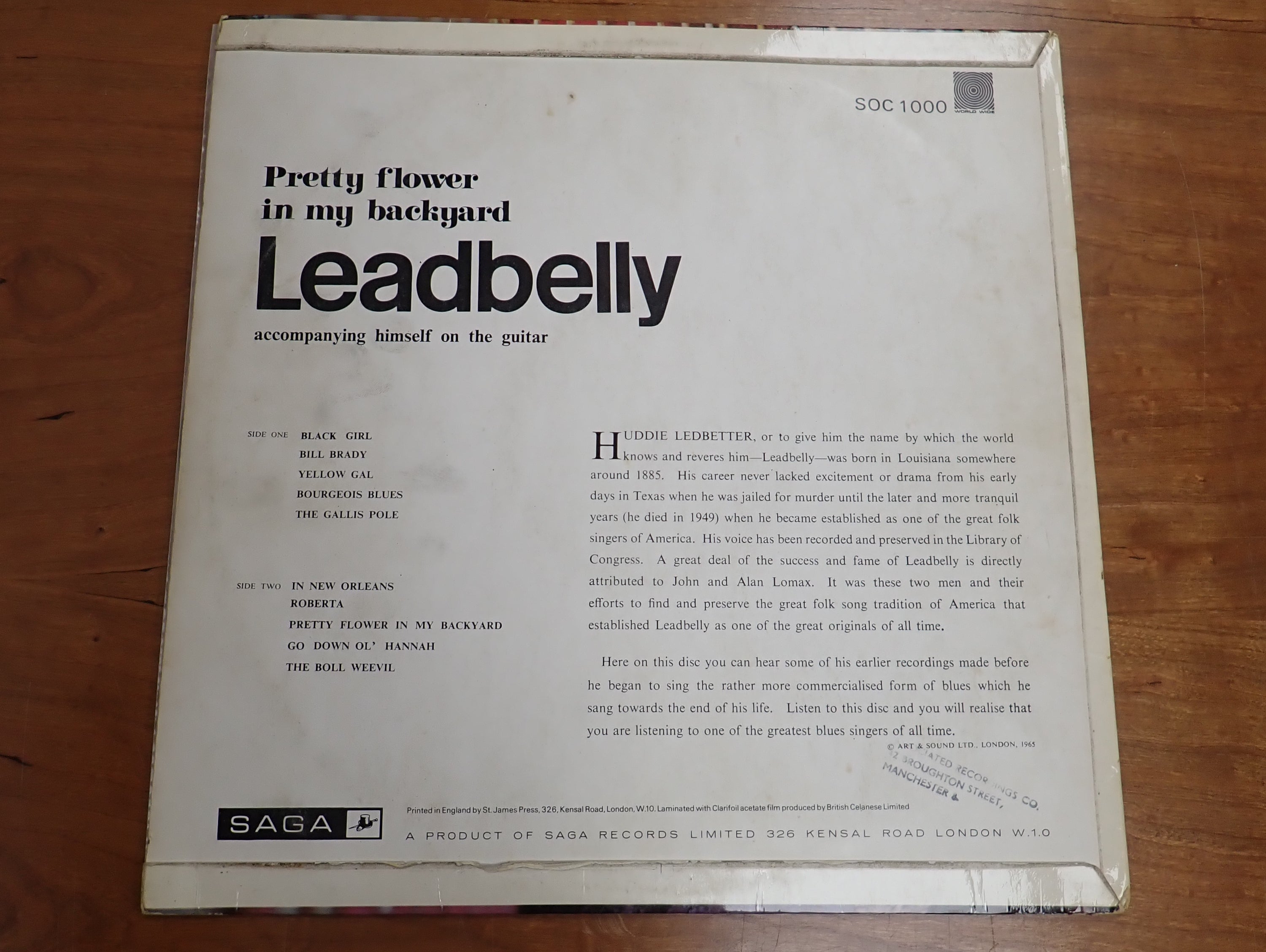 Leadbelly - Pretty Flower in my Backyard