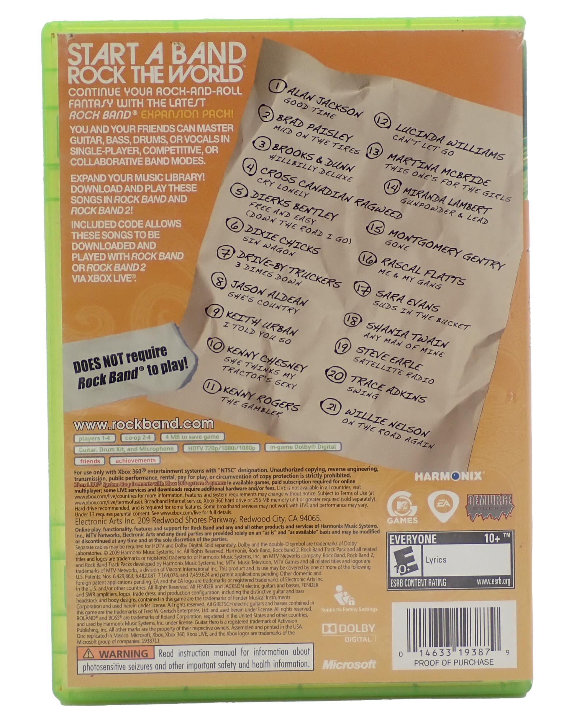 Rock Band Country Track Pack - Xbox 360