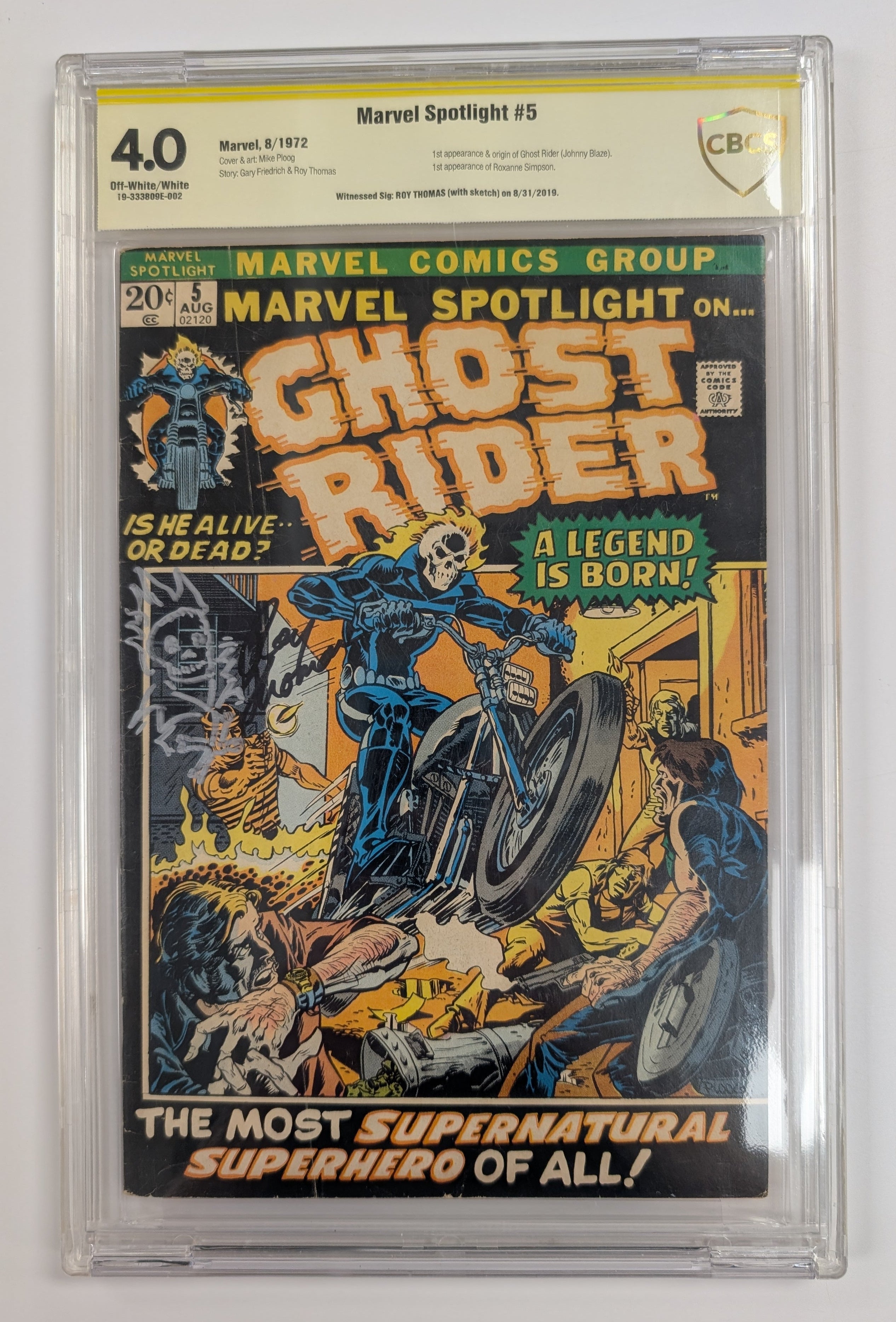 Marvel Spotlight #5 (1972) - CBCS 4.0 -Signed & Sketch by Roy Thomas