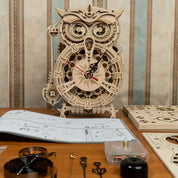 3D Mechanical DIY Wooden Puzzle: Working Owl Clock