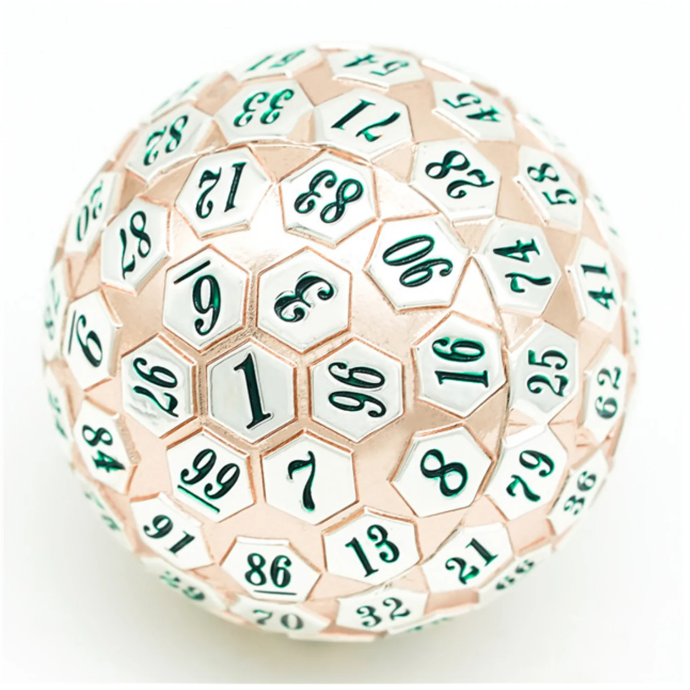 Foam Brain Games Dice 45mm Metal D100 - Rose Gold & Silver