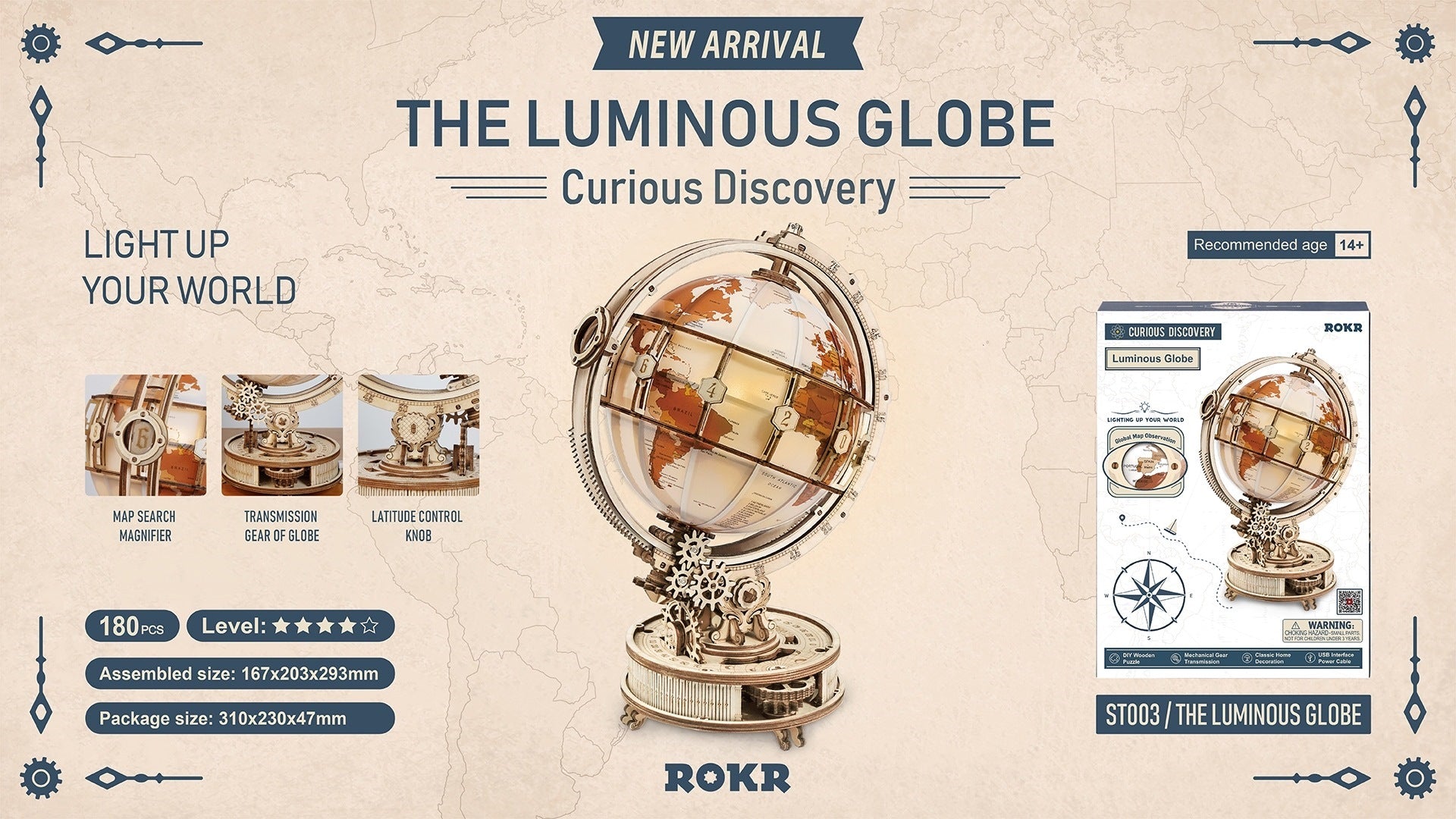 Rokr Curious Discovery Luminous Globe ST003