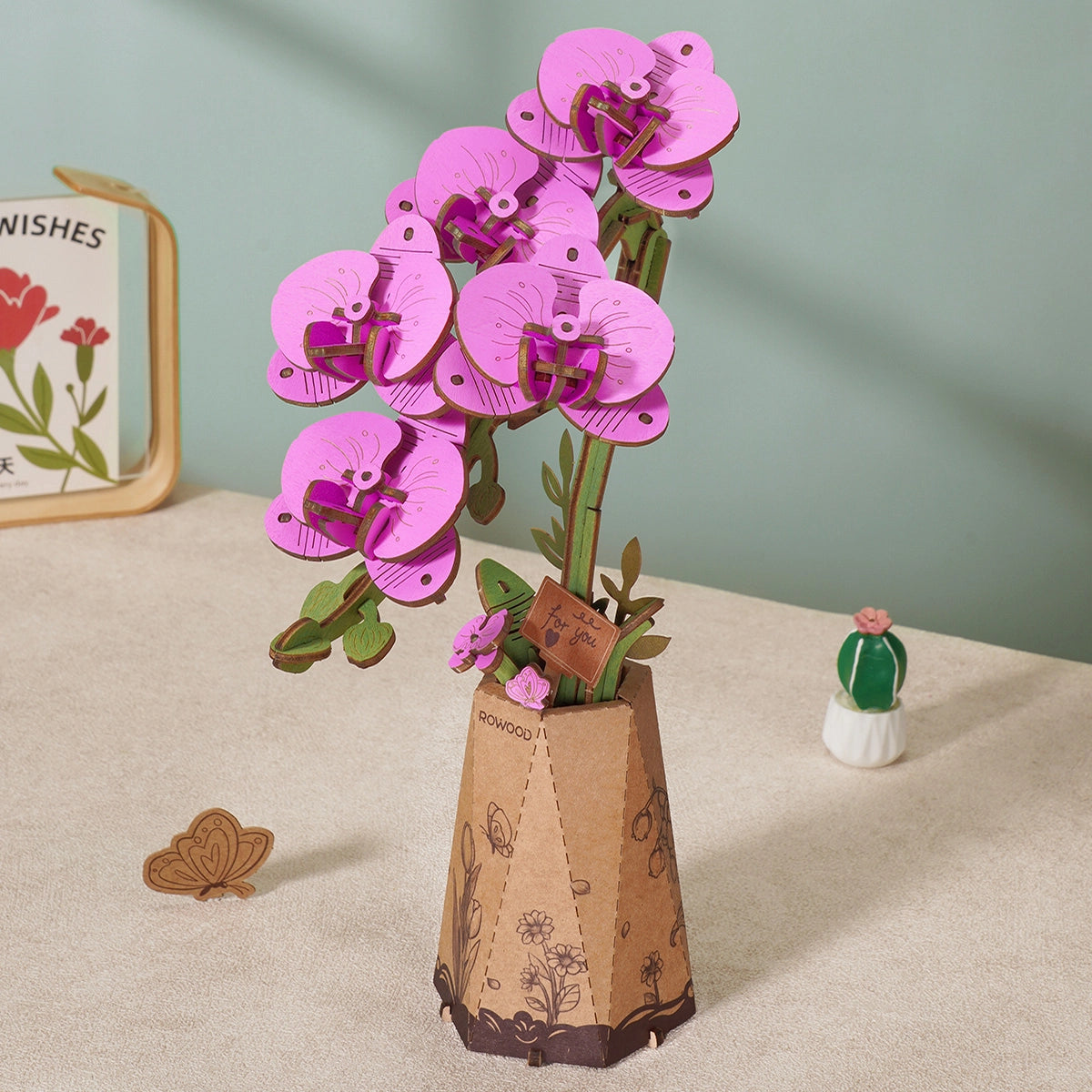 Rowood DIY Wooden Flower Kit - Purple Moth Orchid