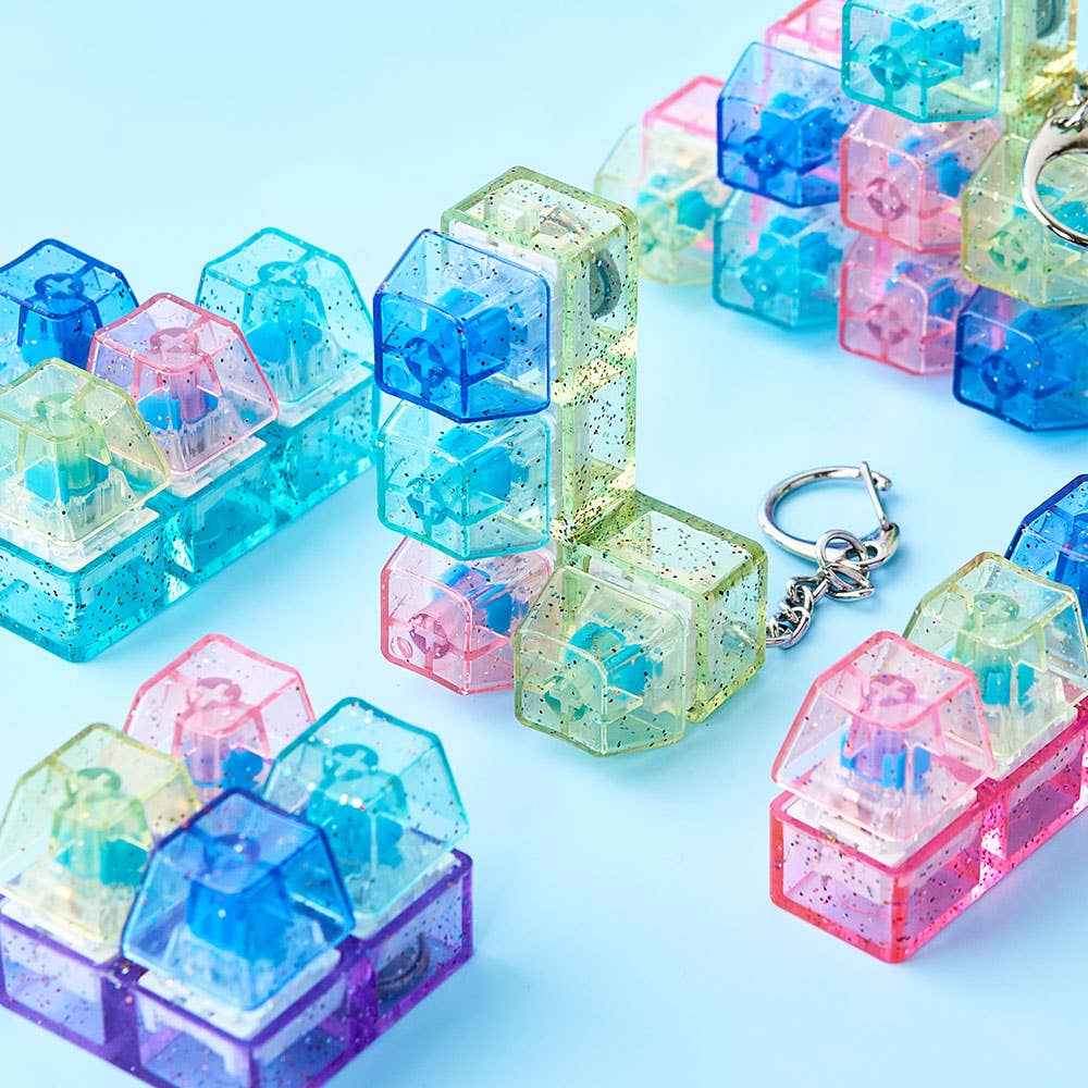 Pastel/Clear LED Tetris  Clicker Keyboard Keycap Keychain