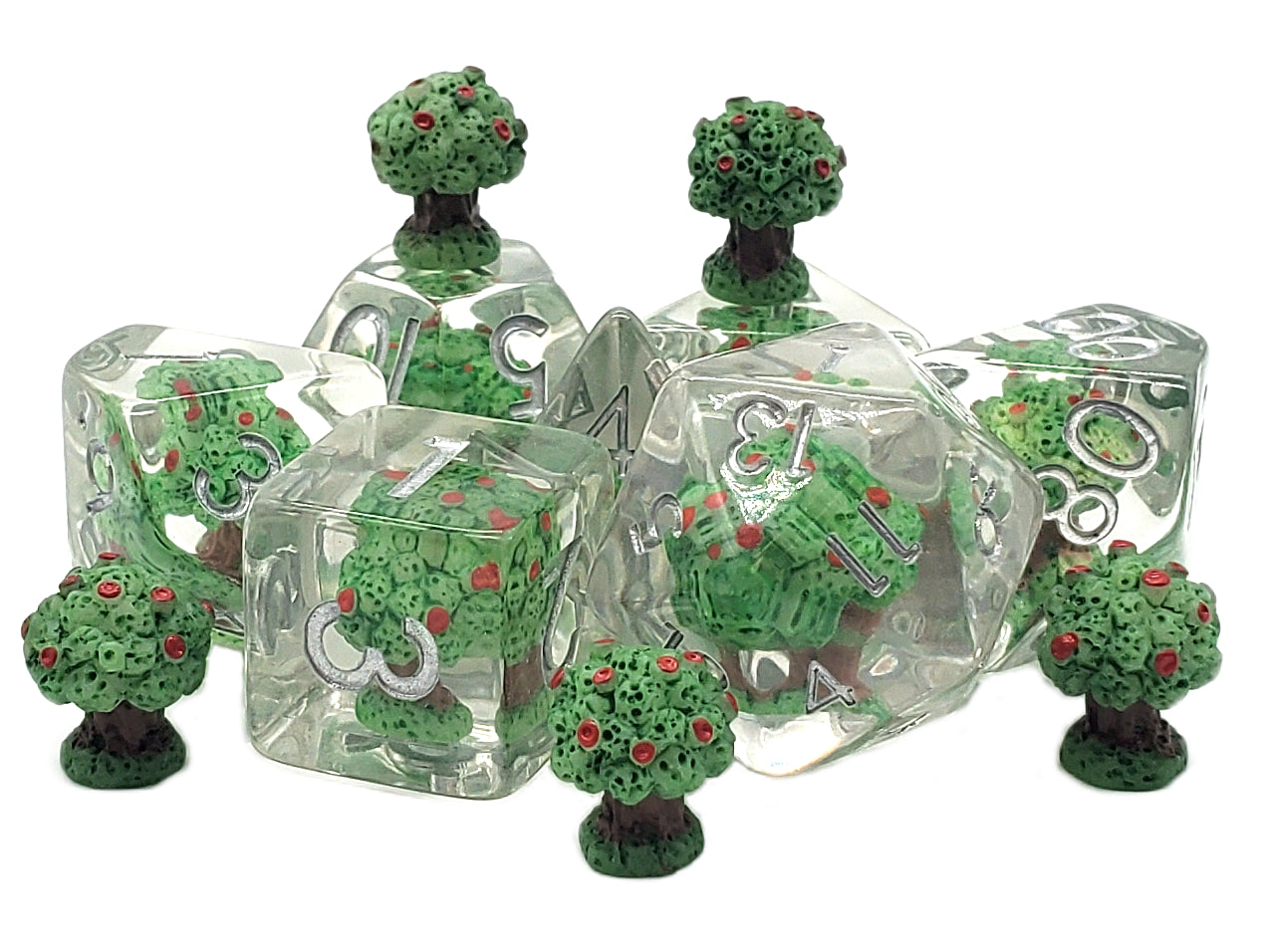 Old School 7 Piece DnD RPG Dice Set: Infused - Apple Tree