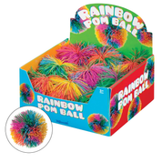 3.5" Rainbow Pom Ball, Squishy, Soft, Colorful