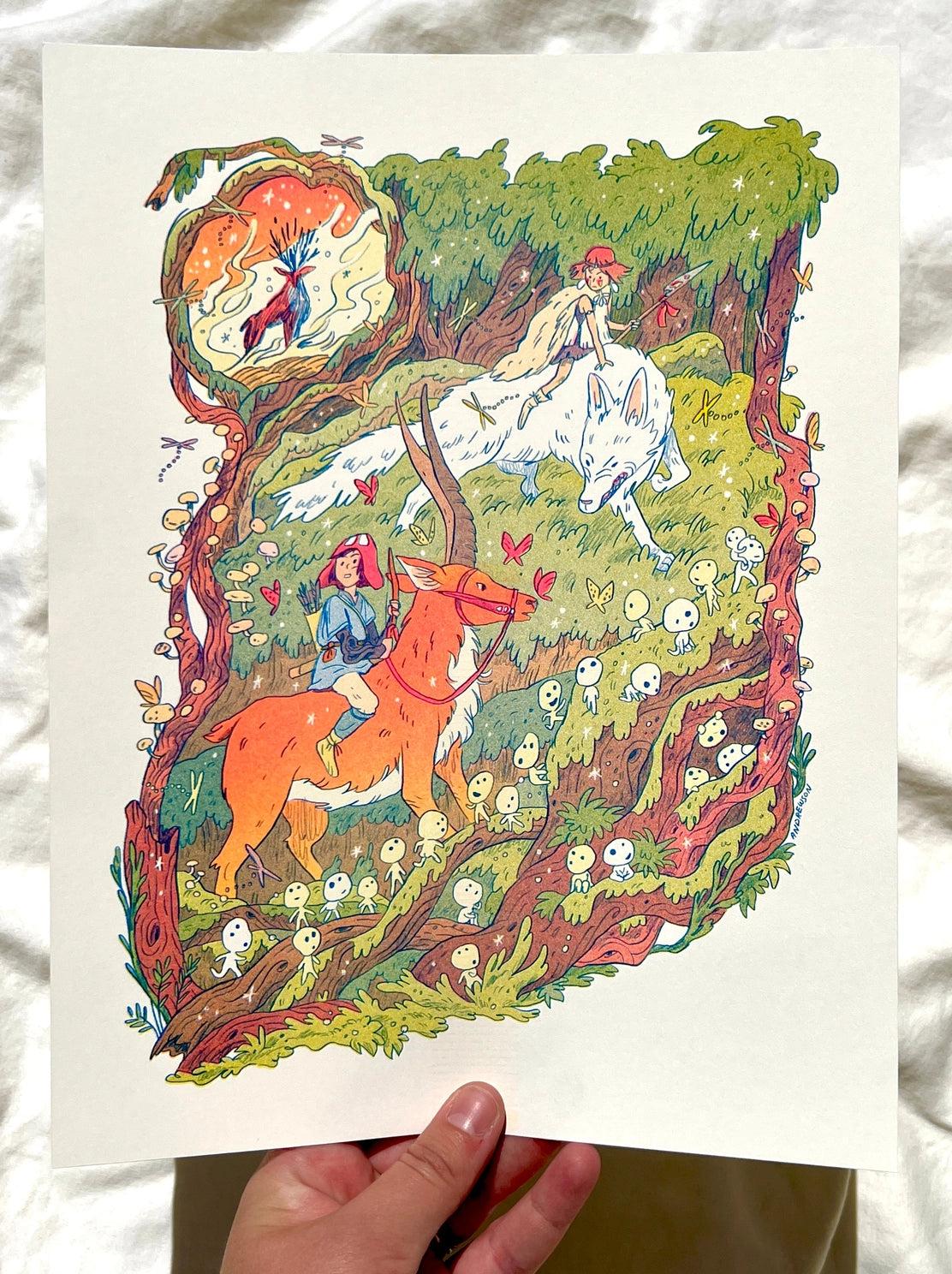 Princess Mononoke Riso Print - Natalie Andrewson