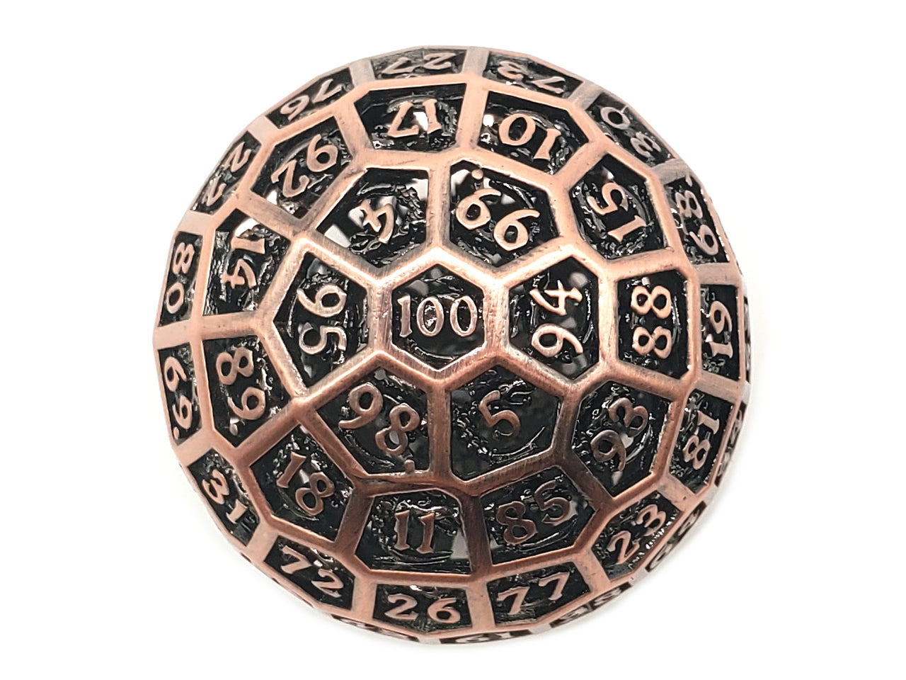 Old School Dice: Hollow Metal 50mm D100 - Dragon's Head - Ancient Bronze