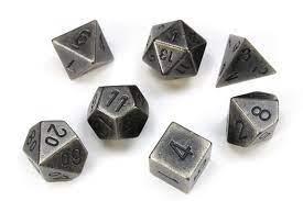 Chessex Solid Metal Dark Metal Color Polyhedral 7- Die Set