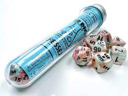 Chessex Lustrous Sea Shell/Black Polyhedral 7-die set