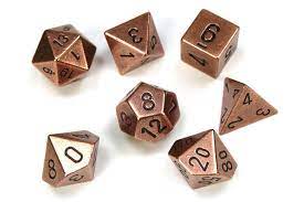 Chessex Solid Metal Copper Color Polyhedral 7- Die Set