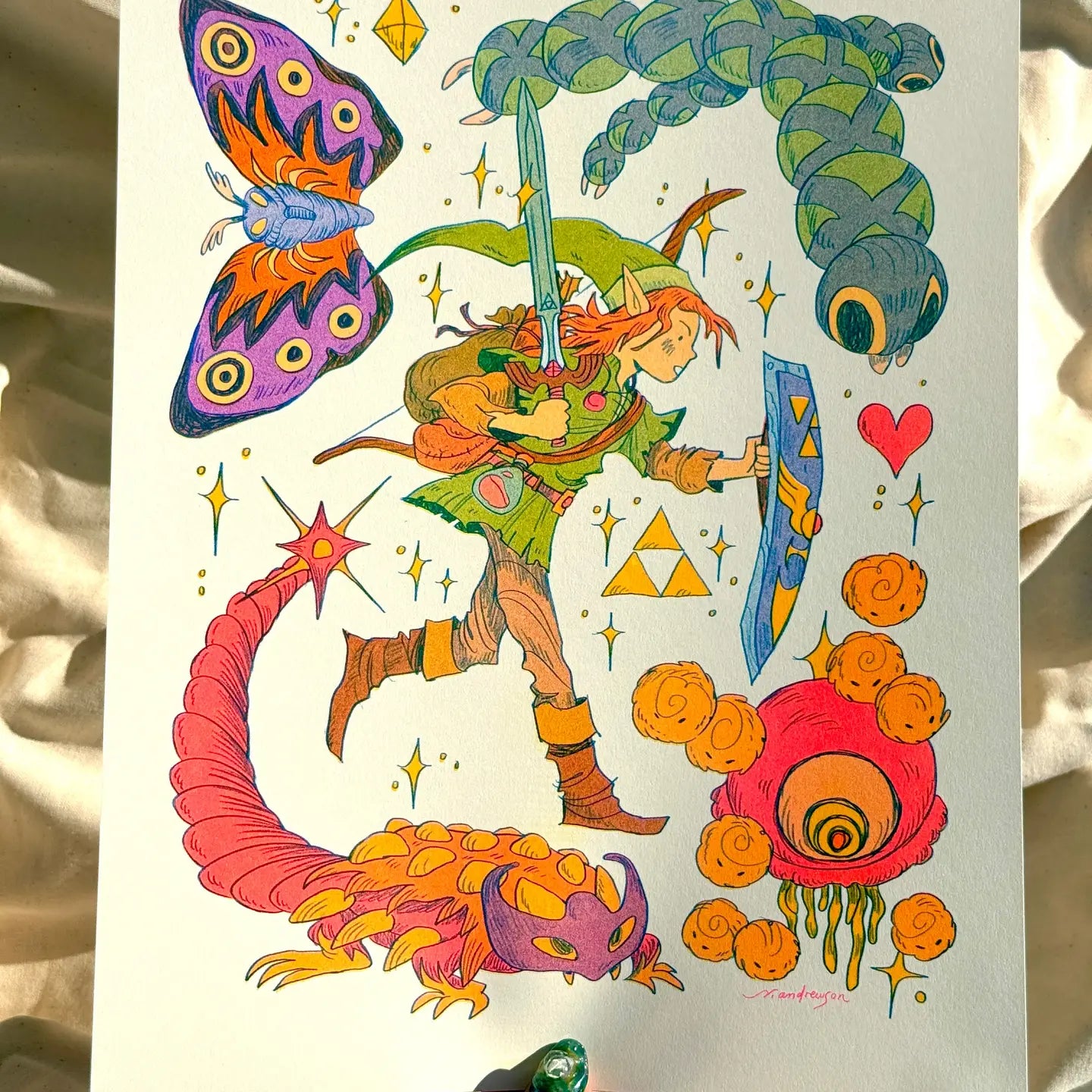 Legend of Zelda: A Link to the Past Riso Print - Natalie Andrewson