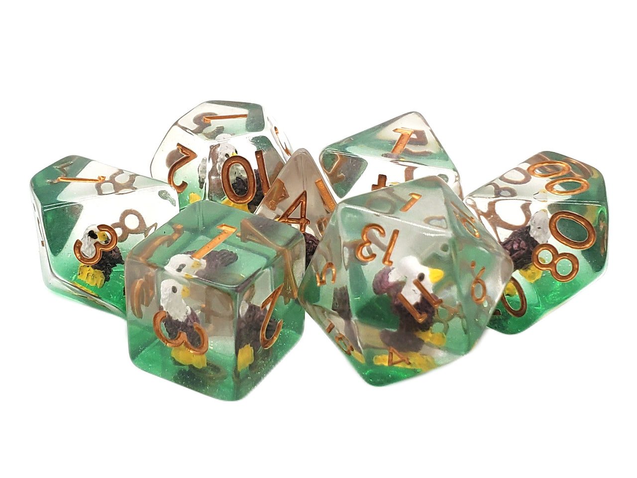 Old School 7 Piece DnD RPG Dice Set: Animal Kingdom - Bald Eagle