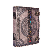 Antique Embossed Chakra Stones Leather Journal 6x8 Inches