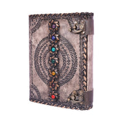 Antique Embossed Chakra Stones Leather Journal 6x8 Inches