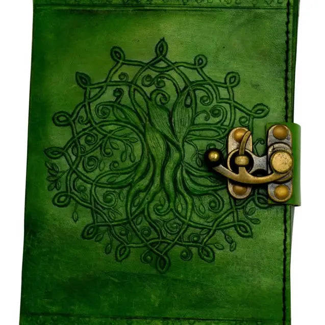 Green Tree of Life Leather Journal 5 X 7 Inches