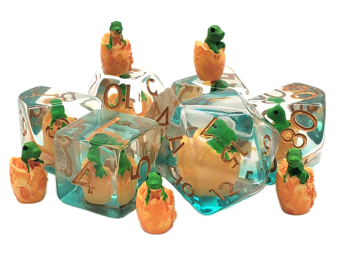 Old School 7 Piece DnD RPG Dice Set: Infused - Dragon Hatchling