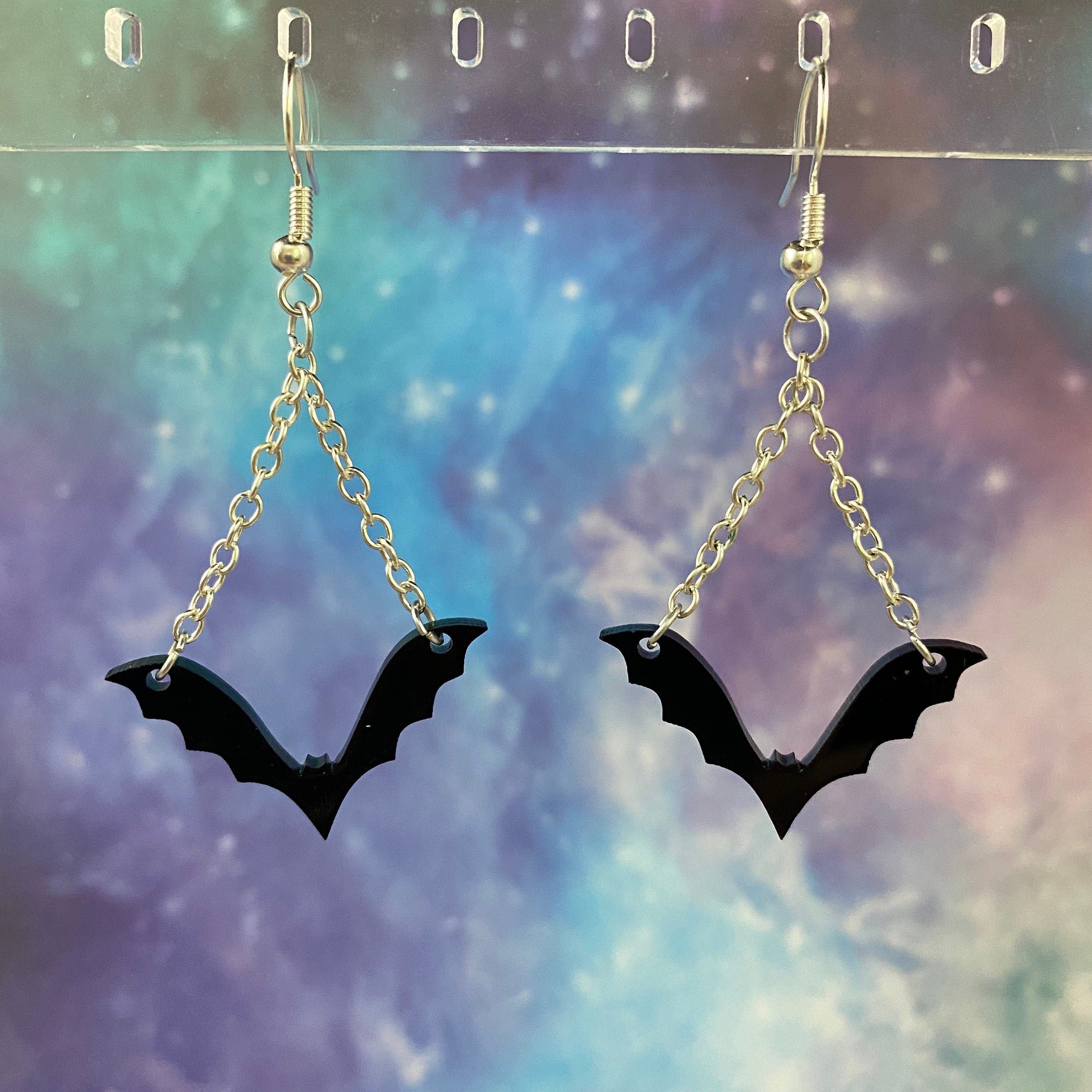 Hanging Bat Earrings