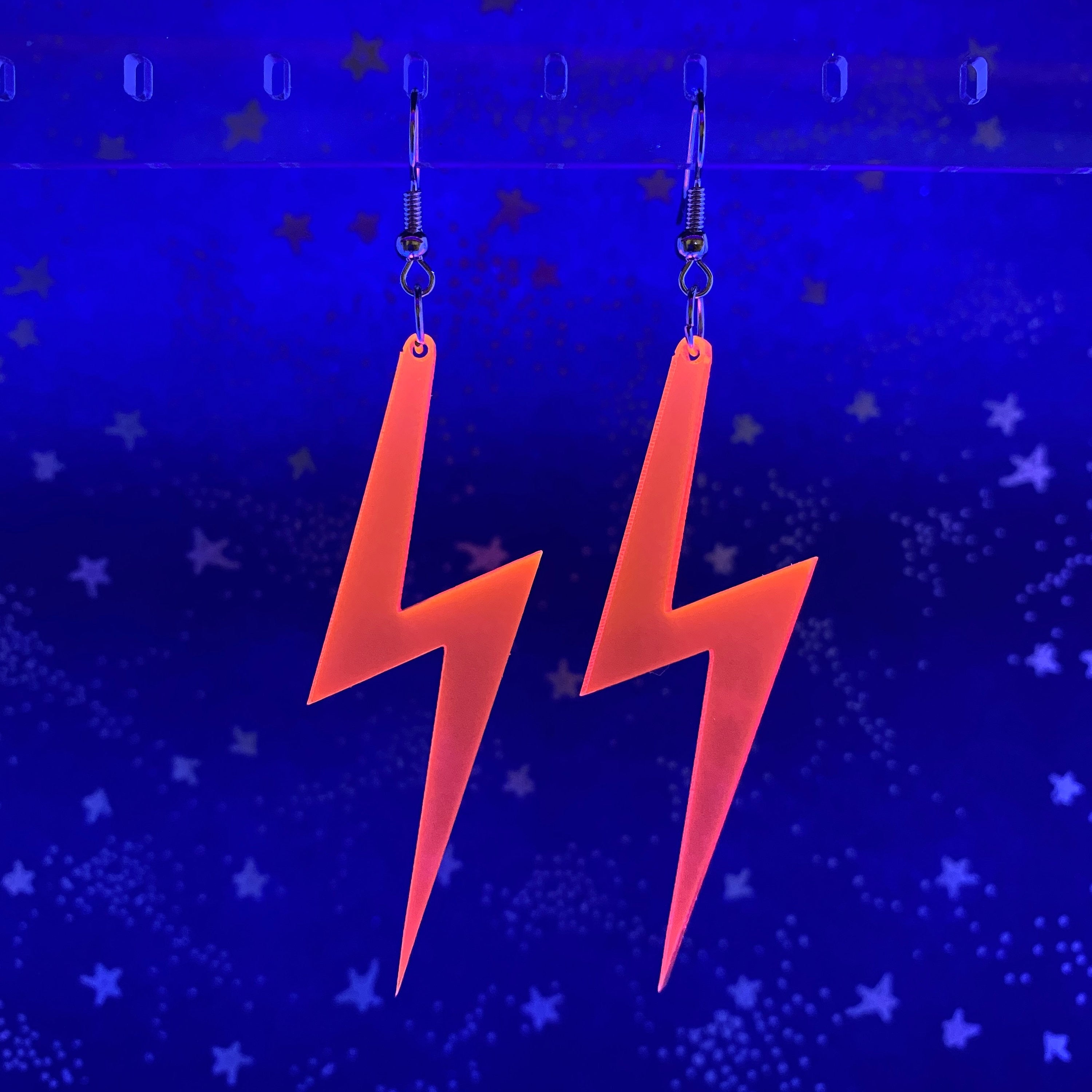 Lightning Bolt Dangle - Fluorescent Pink