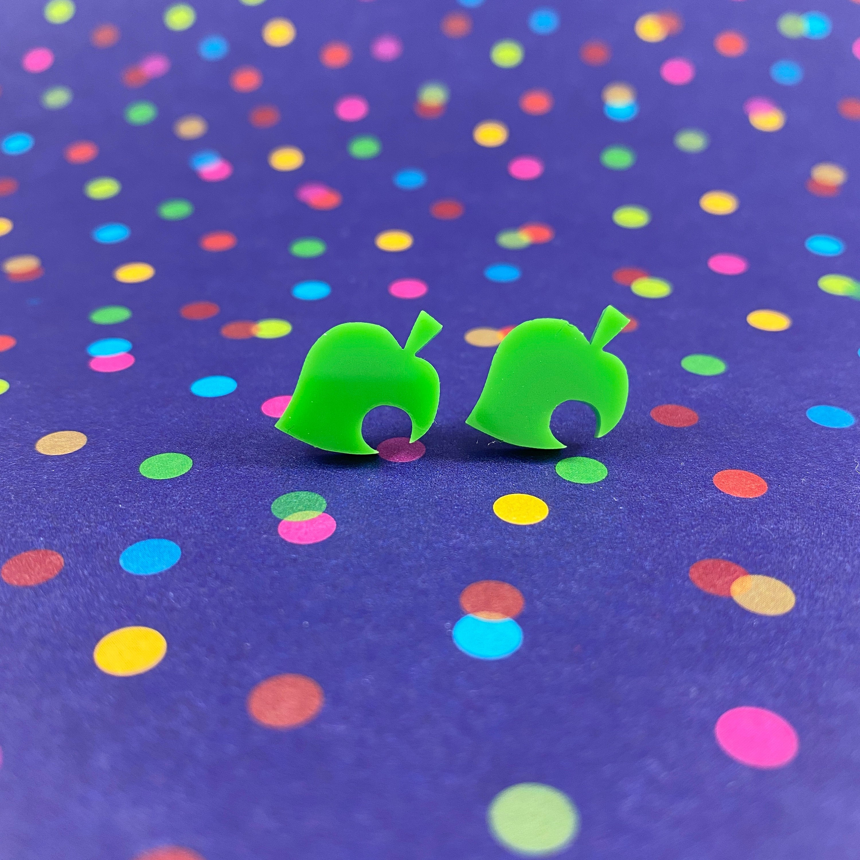 Furniture Leaf Stud Earrings - Green Mirror