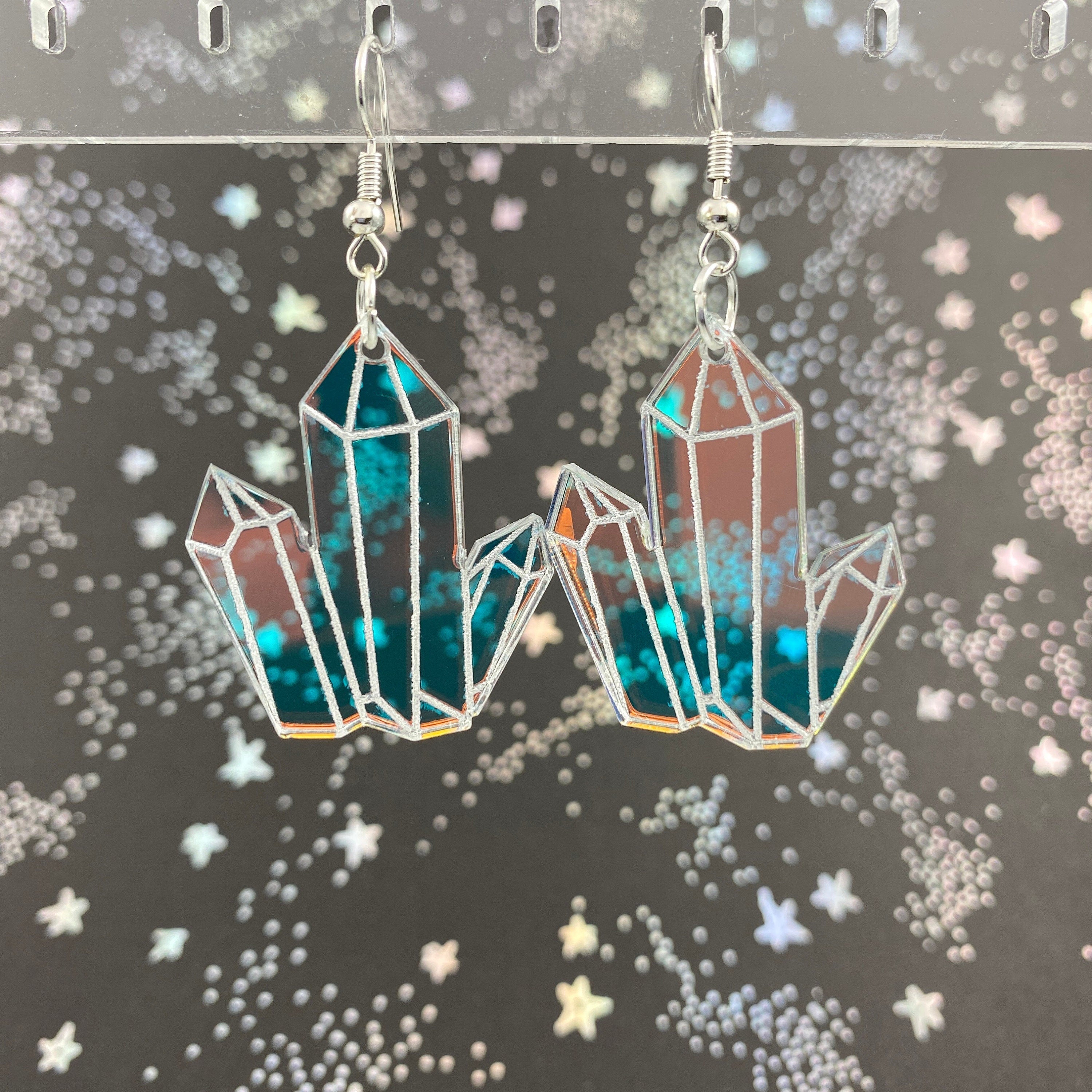Crystal Dangle Earrings - Iridescent - Single