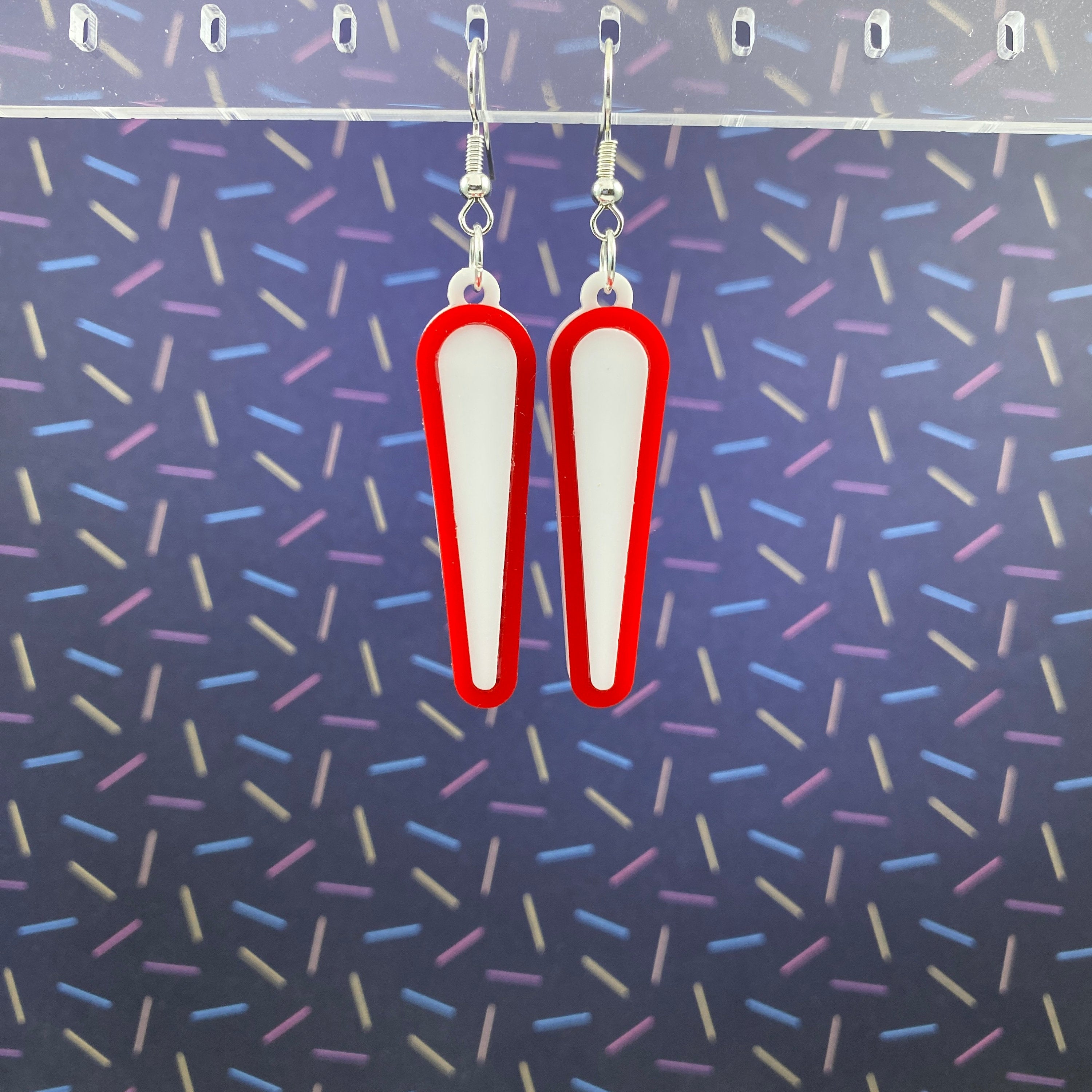Pinball Flipper Dangle Earrings - Red