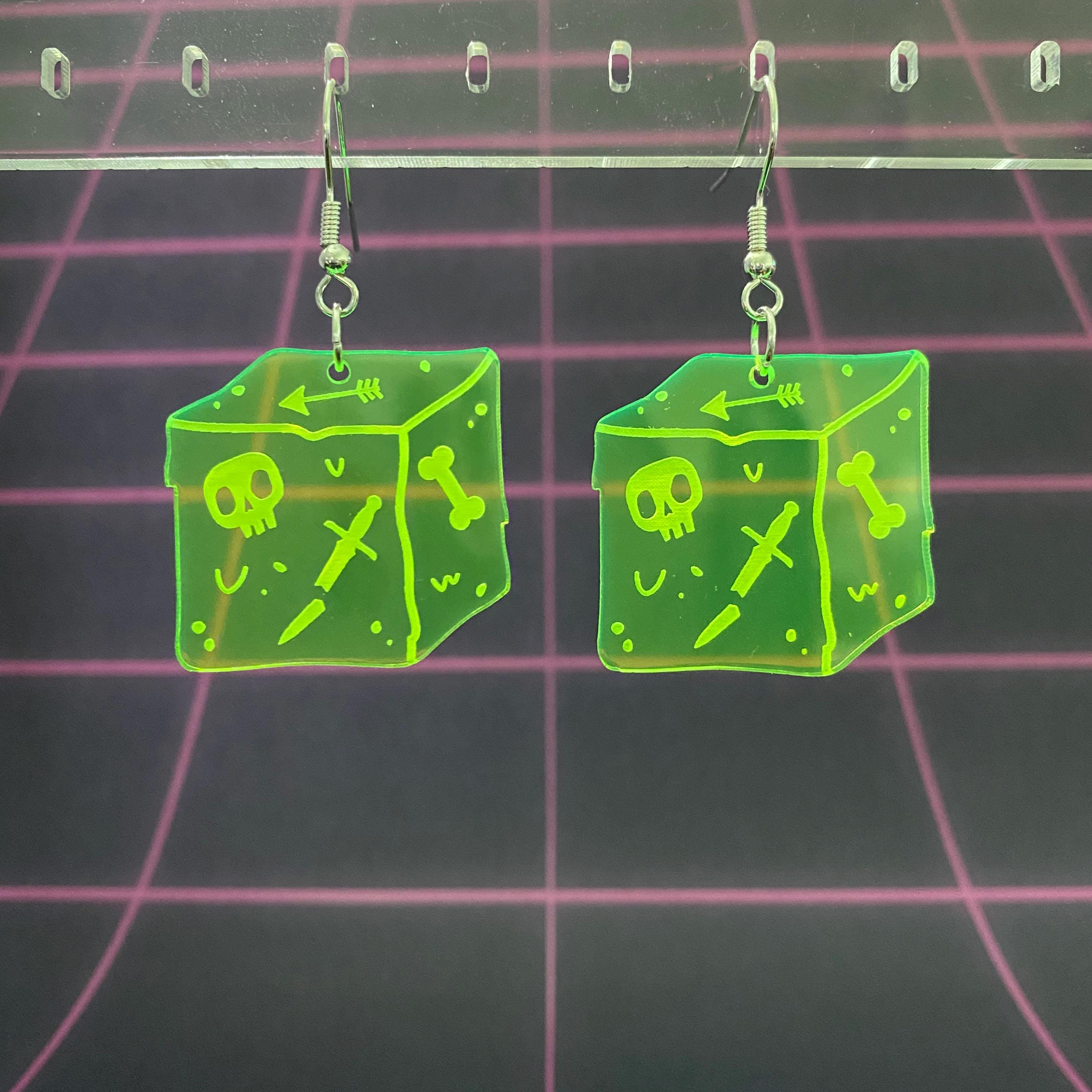 Gelatinous Cube Dangle Earrings