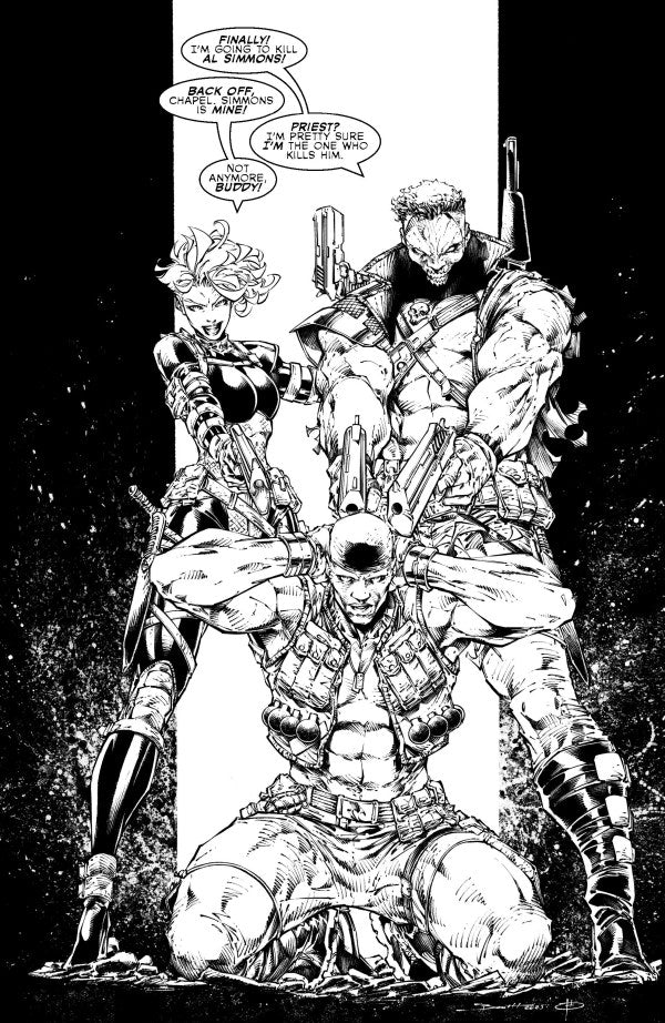 Spawn #370 Cover D Brett Booth Youngblood Team Up Black & White Full Art Variant