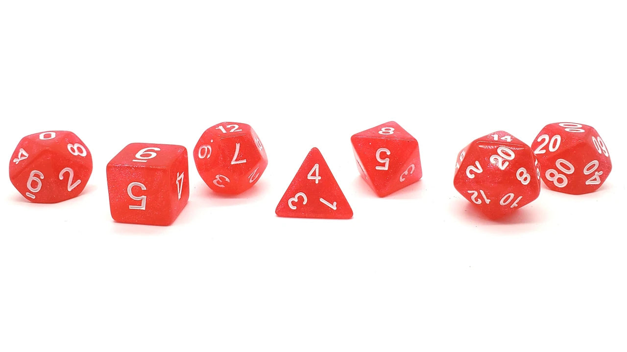 Old School Dice 7-Piece RPG Dice Set: Galaxy - Light Red Shimmer