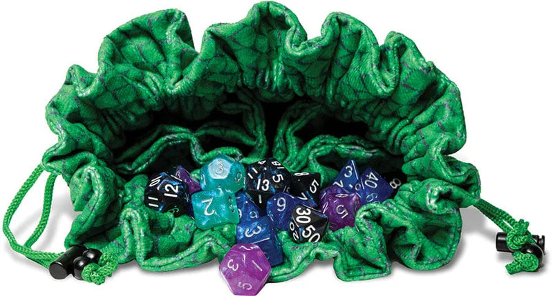 FanRoll: Velvet Compartment Dice Bag - Green Dragon Scales (Dragon Storm)